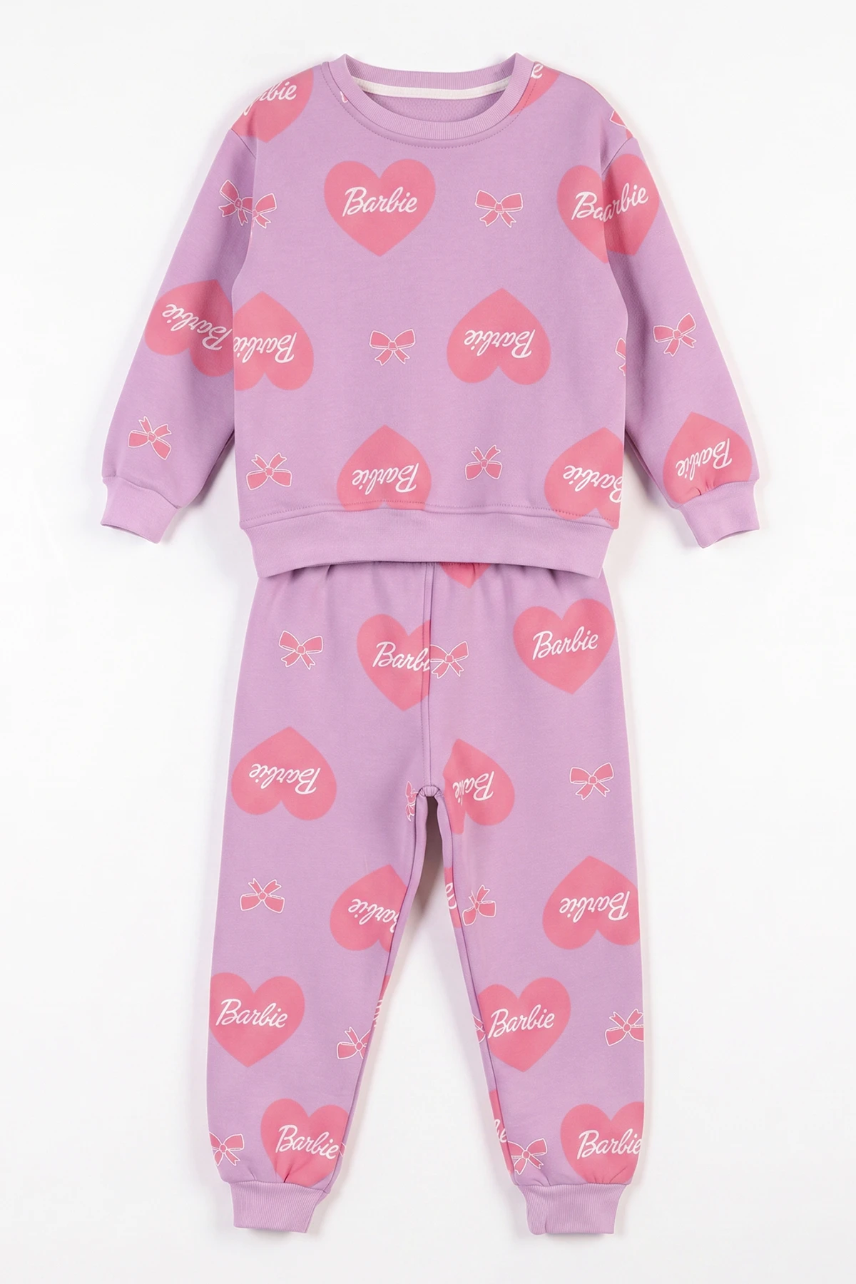 Lila (3-8 Yaş)Barbie Baskılı 3 İp Şardonlu Kız Çocuk Takım 486343
