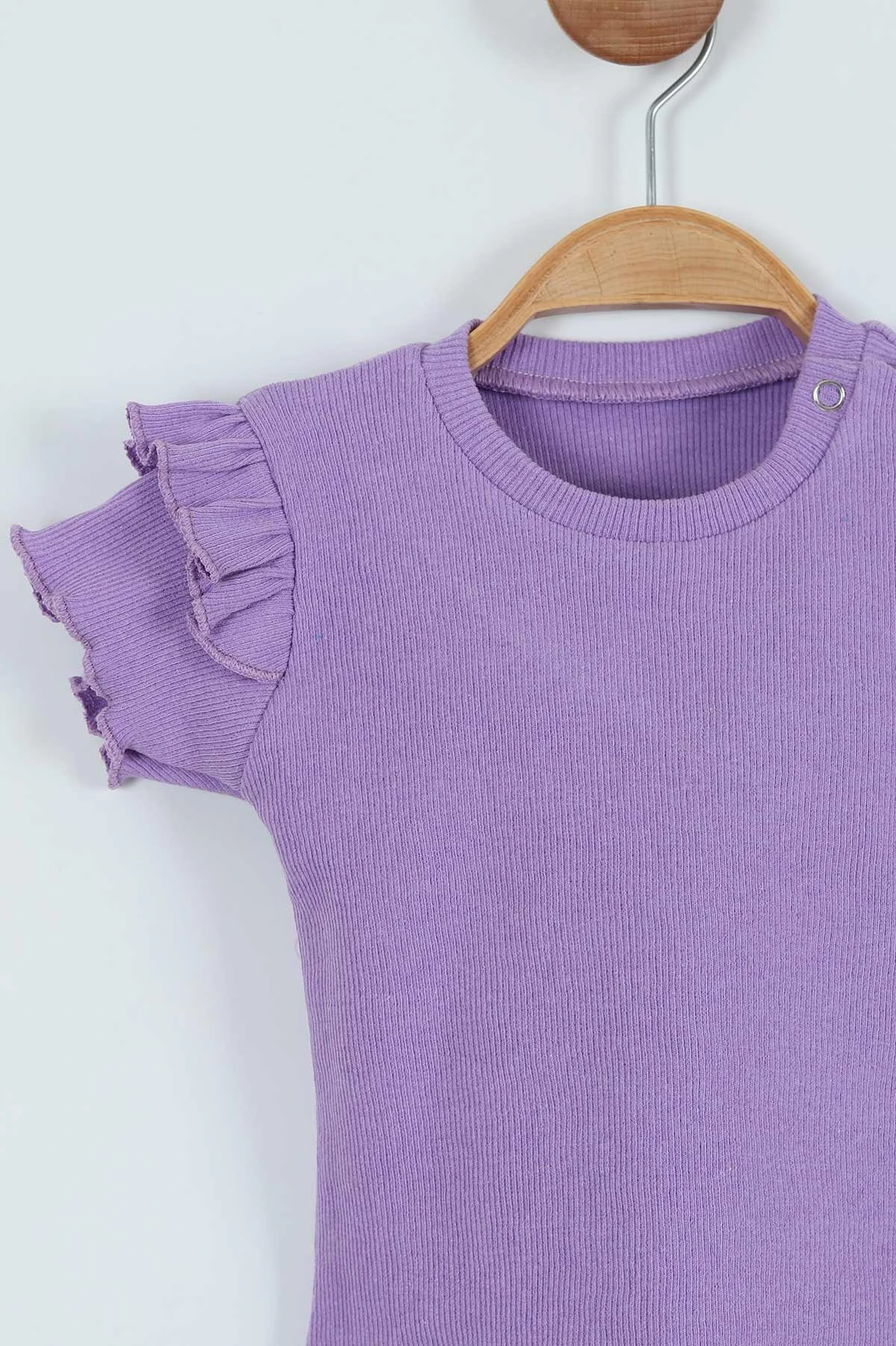 Lila (3-9 Ay) Kol Fırfırlı Fitilli Kız Bebek Takım 264734
