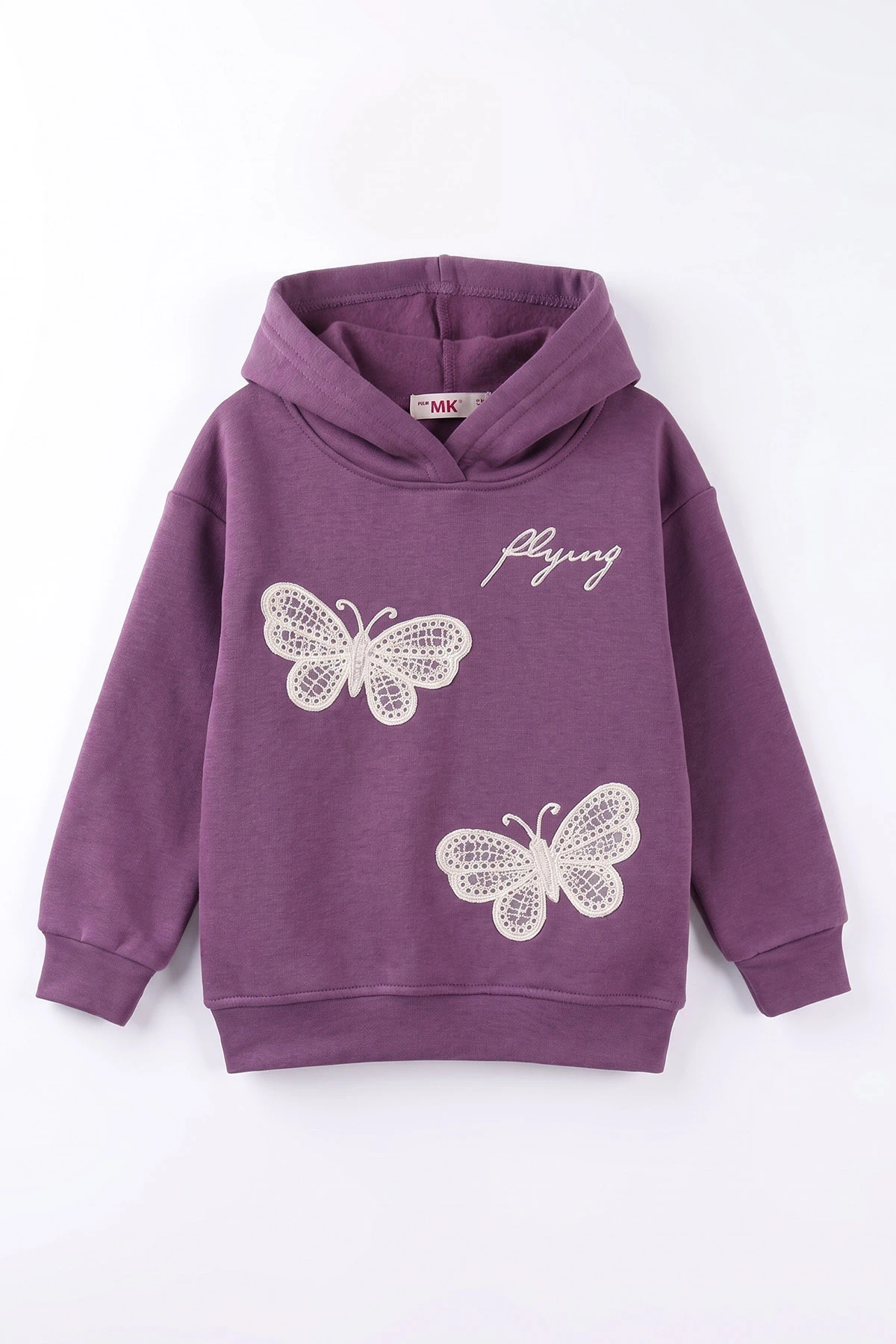 Lila (4-12 Yaş) Kelebek Süzene Nakışlı İçi Şardonlu Kız Çocuk Sweatshirt 495876