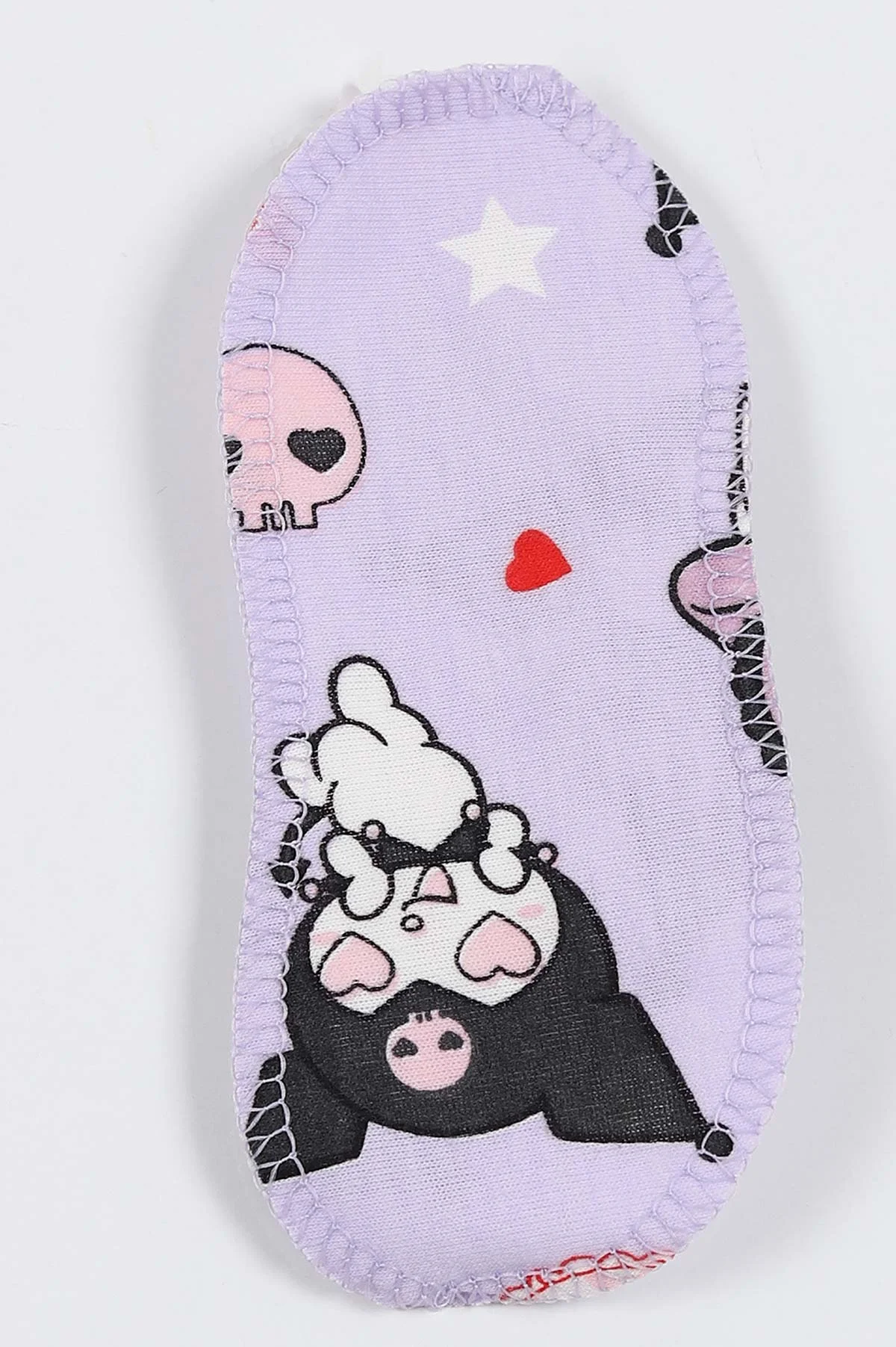 Lila (4-12 Yaş)Kalp  Baskılı Ön Düğmeli Göz Bandı Detaylı Kız Çocuk Pijama Takım 337928