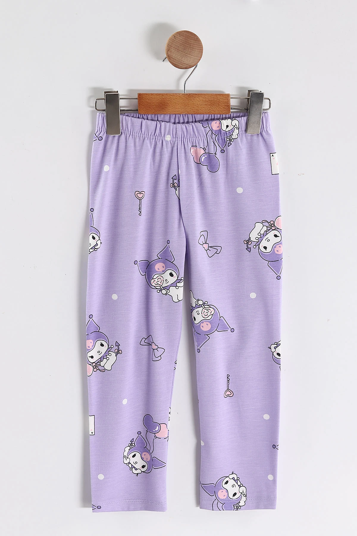 Lila (4-12 Yaş)Karakter  Baskılı Kısa Kol Ön Düğmeli Göz Bandı Detaylı Kız Çocuk Pijama Takım 453244