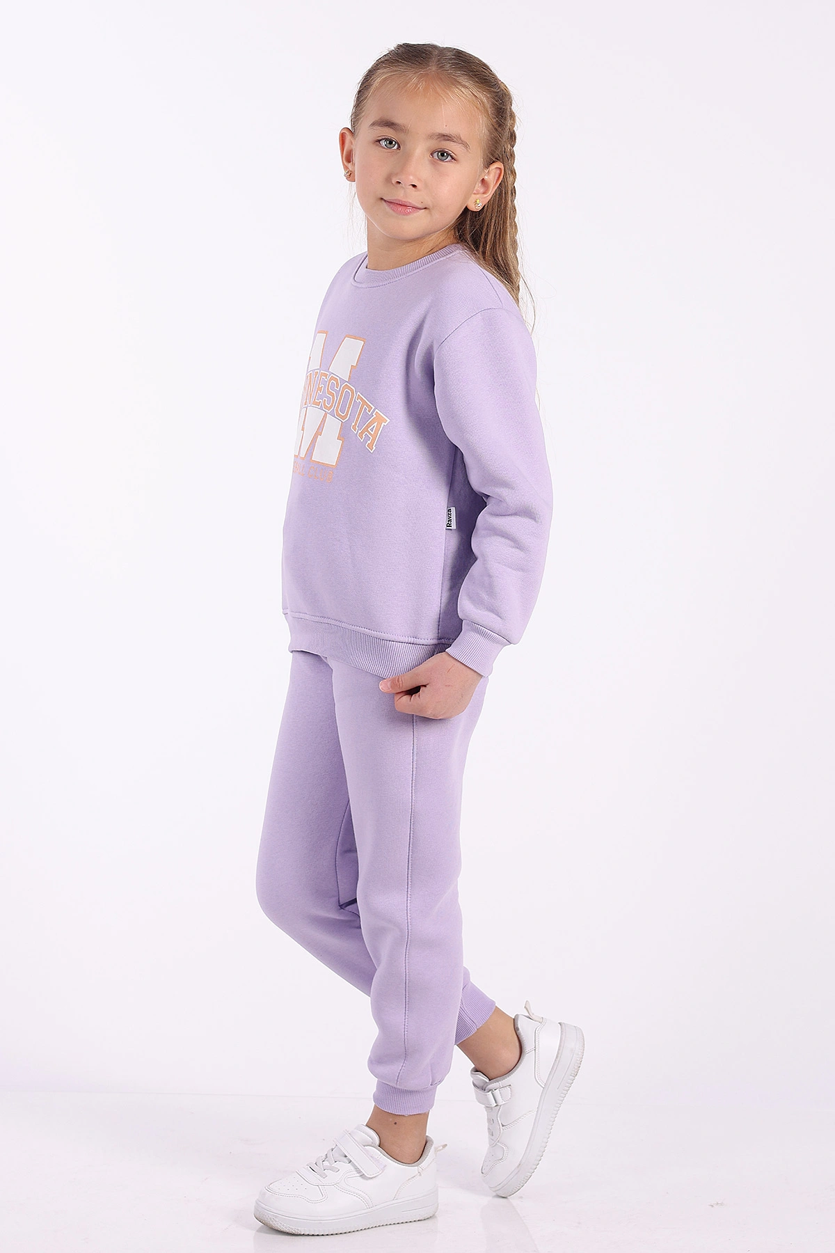 Lila (5-12 Yaş)Ön Kabartma Baskılı Üç İp Şardonlu Kız Çocuk Kışlık Takım 325592