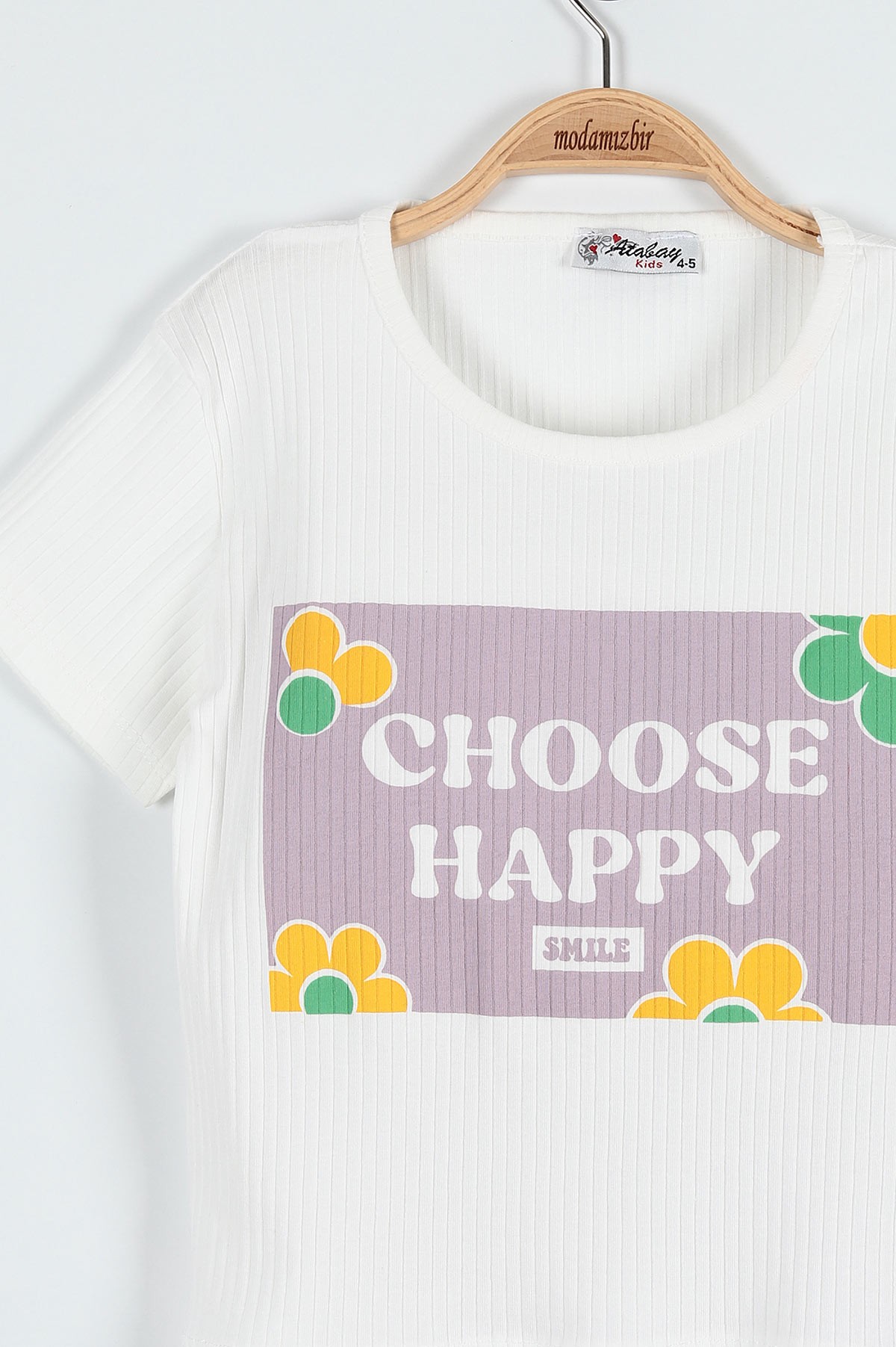 Lila (5-8 Yaş) Choose Happy Baskılı Şortlu Fitilli Kız Çocuk Takım 184833