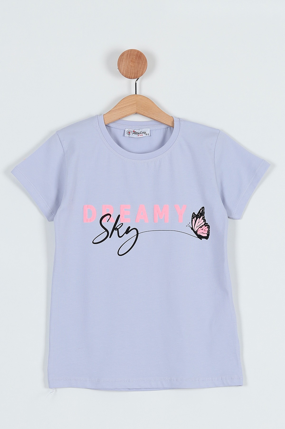 Lila (5-8 Yaş) Dreamy Kabartma Baskılı Kız Çocuk Tişört 185393
