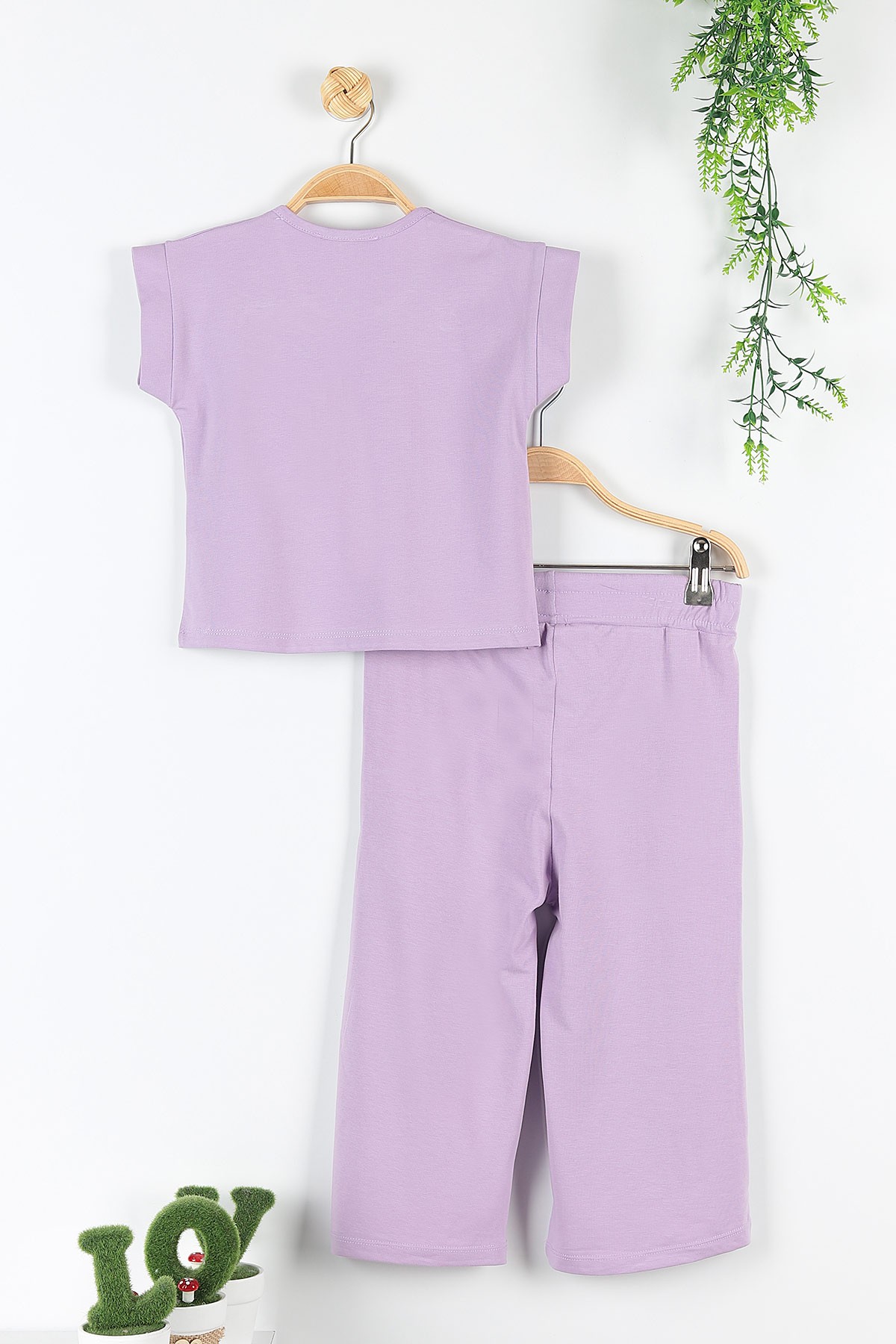 Lila (5-8 Yaş) Fashion Baskılı Kol Detaylı Kız Çocuk Takım 172741