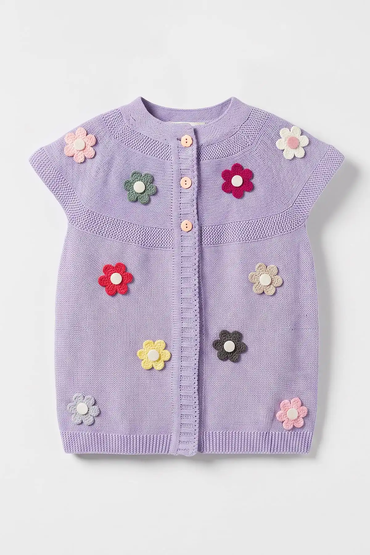 Lila (5-8 Yaş) Garson Boy Çiçek Motifli Robalı Kız Çocuk Yelek 474190