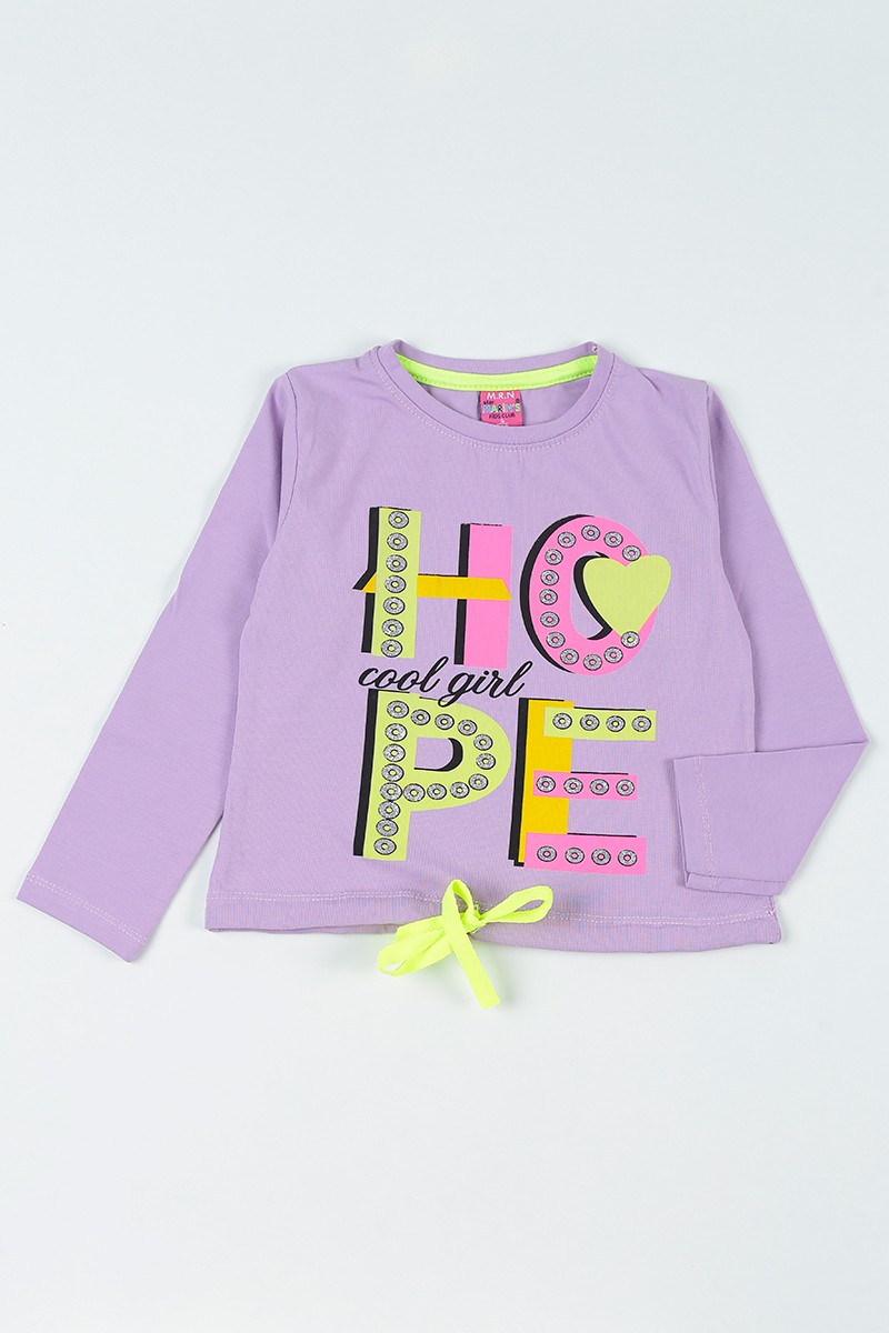 Lila (5-8 Yaş) Hope Baskılı Belden Sıkmalı Kız Çocuk Sweatshirt 93059