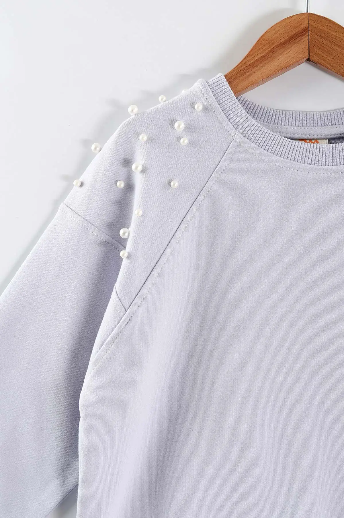 Lila (5-8 Yaş)Omuzları İncili Kız Çocuk Sweatshirt 432895