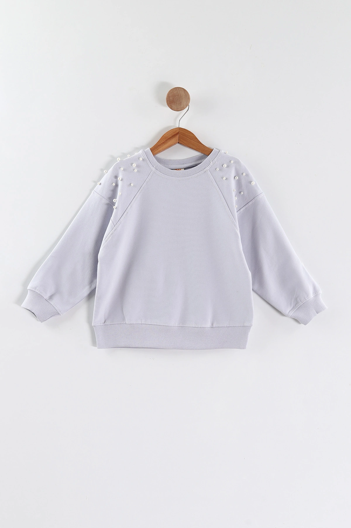 Lila (5-8 Yaş)Omuzları İncili Kız Çocuk Sweatshirt 432895