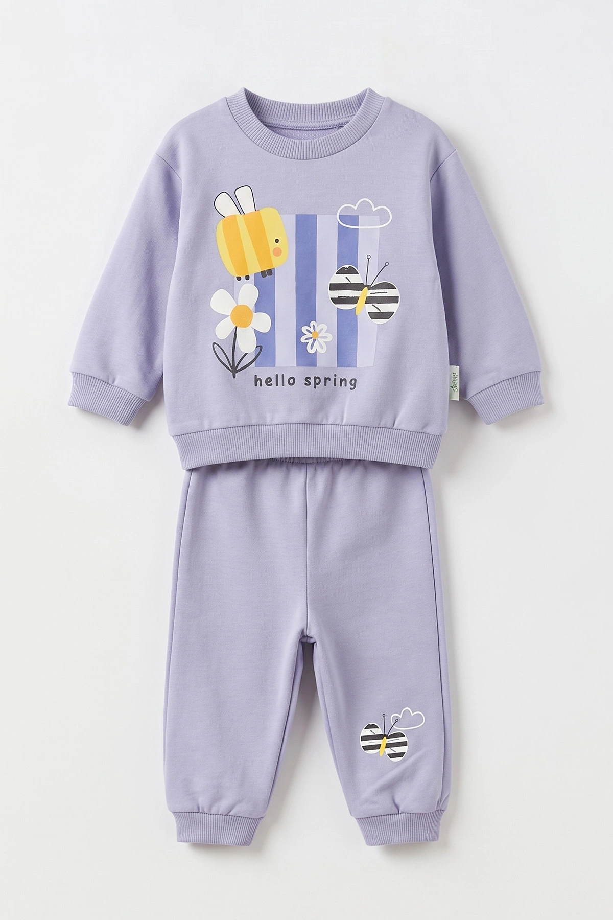 Lila (6-18 Ay) Arı ve Papatya Baskılı 2 İp Kız Bebek Takım 495547