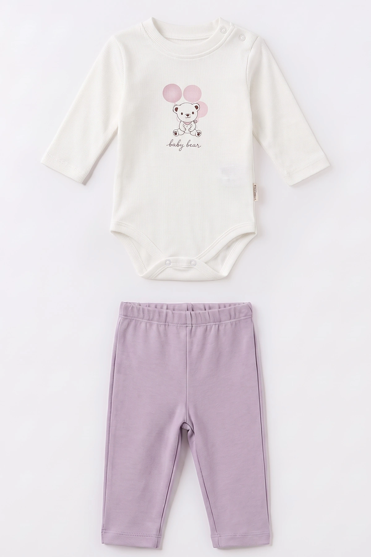 Lila (6-18 Ay) Ayıcık Baskılı İki İplik  3'lü Kız Bebek Takım 492666