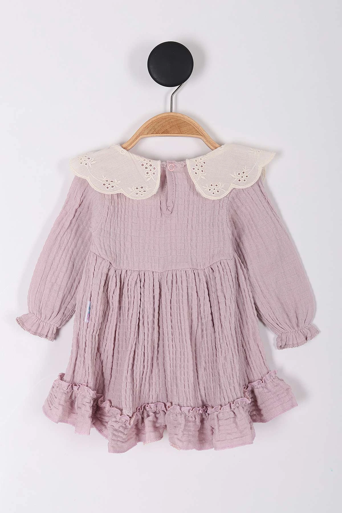 Lila (6-18 Ay) Brode Yakalı Müslin Kız Bebek Elbise 258639