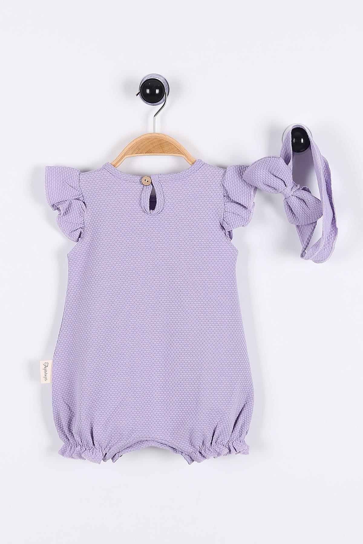 Lila (6-18 Ay) Güpürlü Düğme Detaylı Kız Bebe Tulum 175394