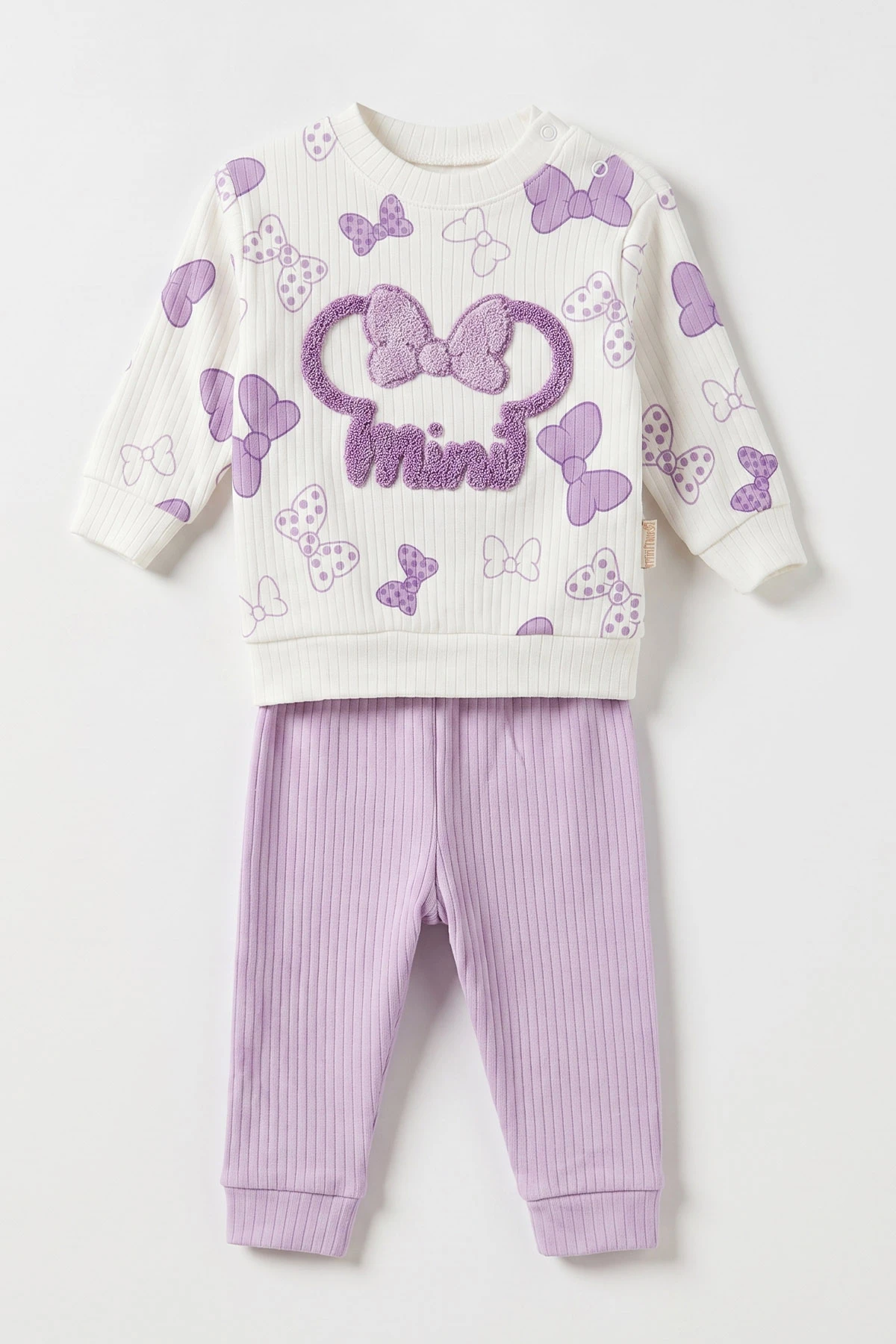 Lila (6-18 Ay)Süzene Mini Nakışlı Alt Fitilli Kız Bebek Takım 479386