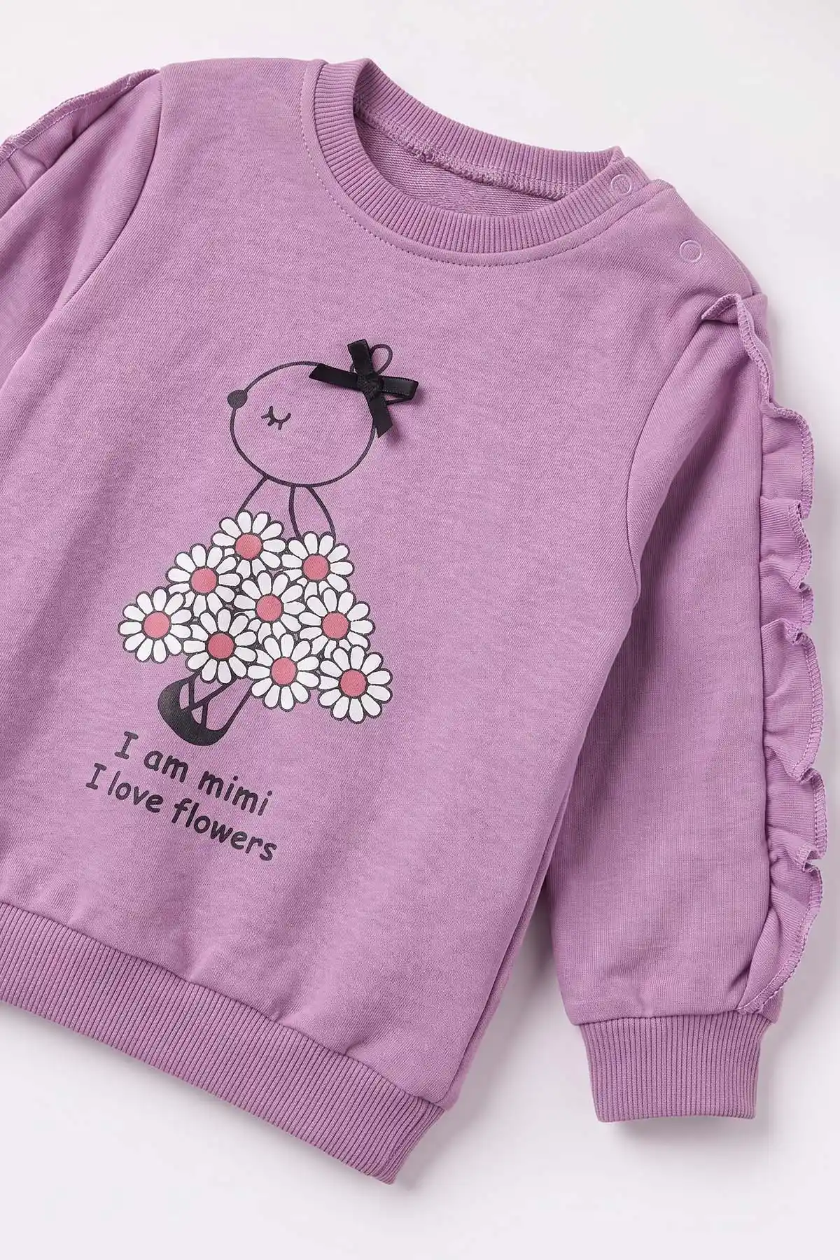 Lila (6-24 Ay) Çiçek Baskılı Fırfırlı Penye Kız Bebek Takım 485393