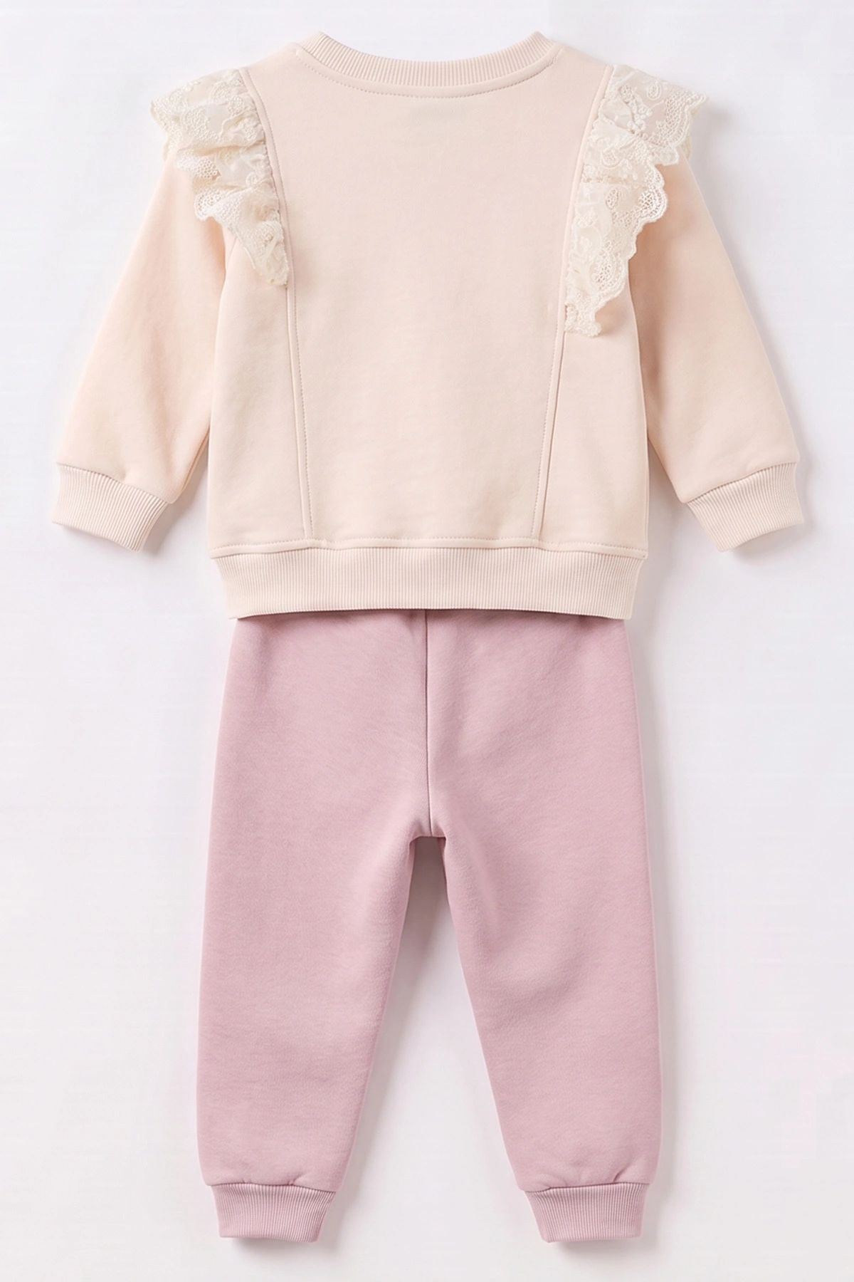 Lila (6-24 Ay) Çiçek Nakışlı Fırfırlı Dantelli 3 İp Kız Bebek Kışlık Takım 493656