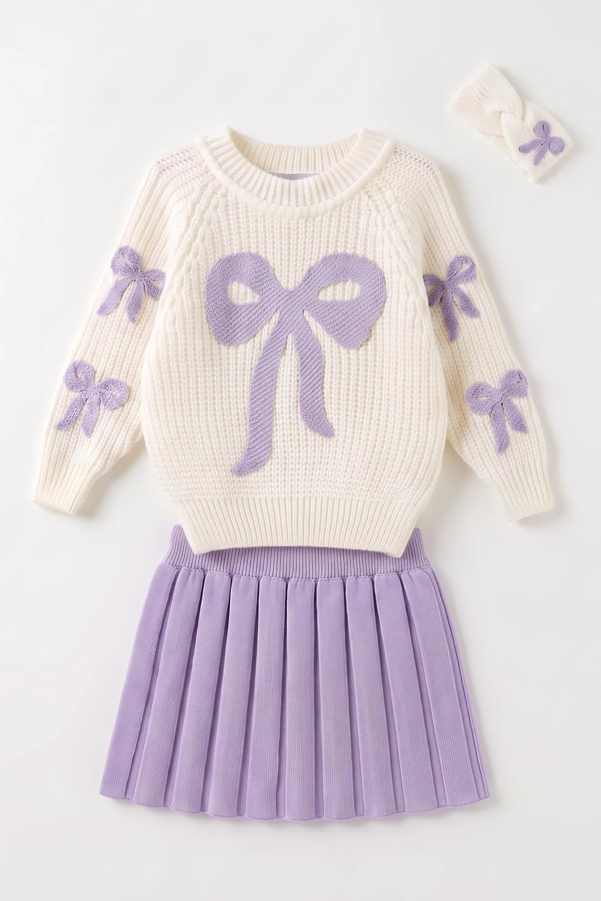 Lila (6-24 Ay) Fiyonk Nakışlı Bandanalı Şortlu Kız Bebek Takım 474158
