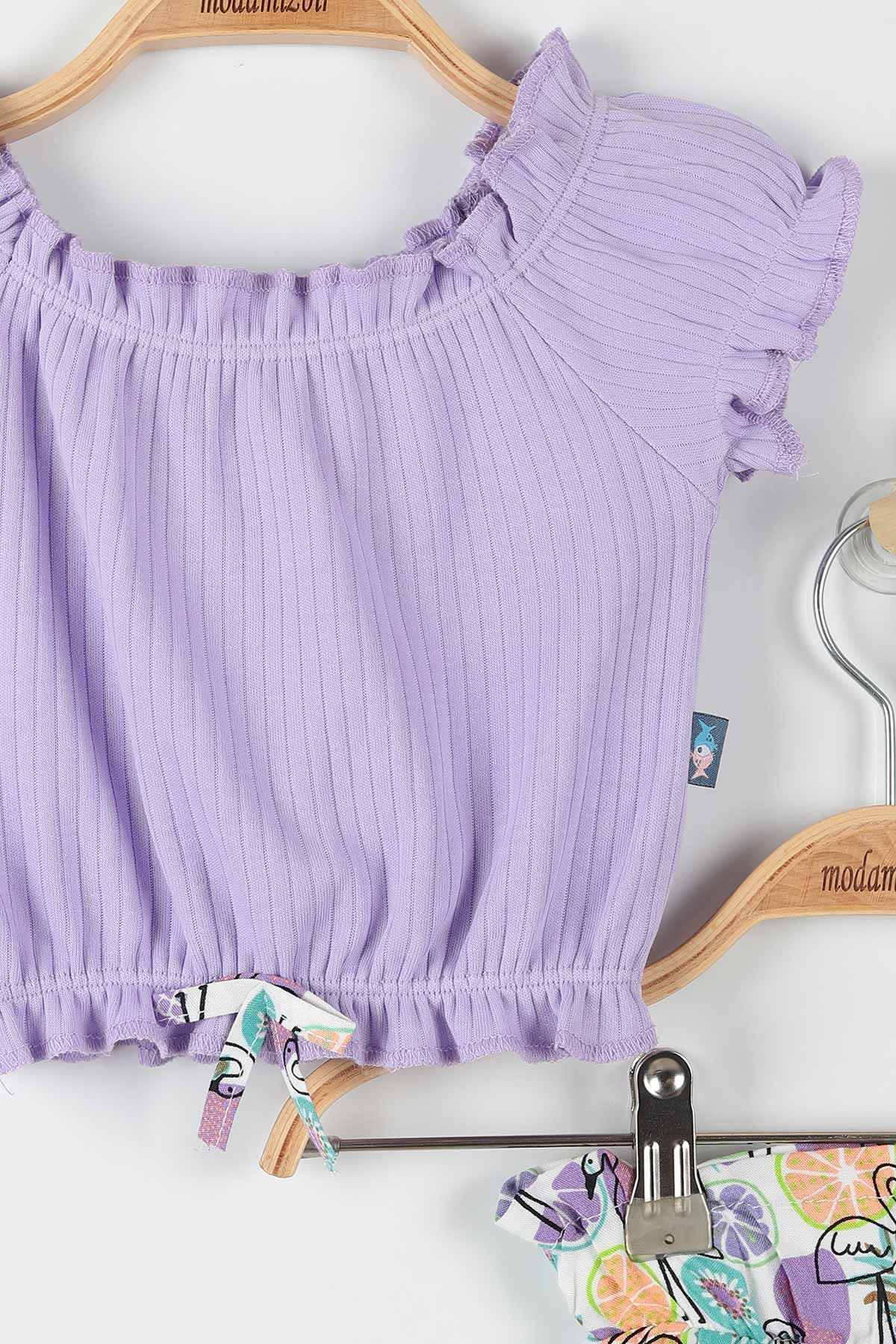 Lila (6-24 Ay) Flamingo Desenli Kız Bebek Takım 175714