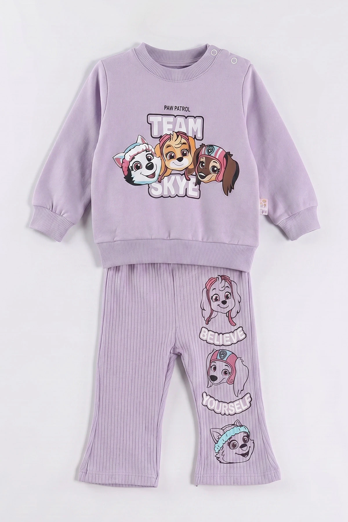 Lila (6-24 Ay) Karakter Baskılı Sweat ve Fitilli İspanyol  Taytlı   Kız Bebek 2'li  Takım 472652