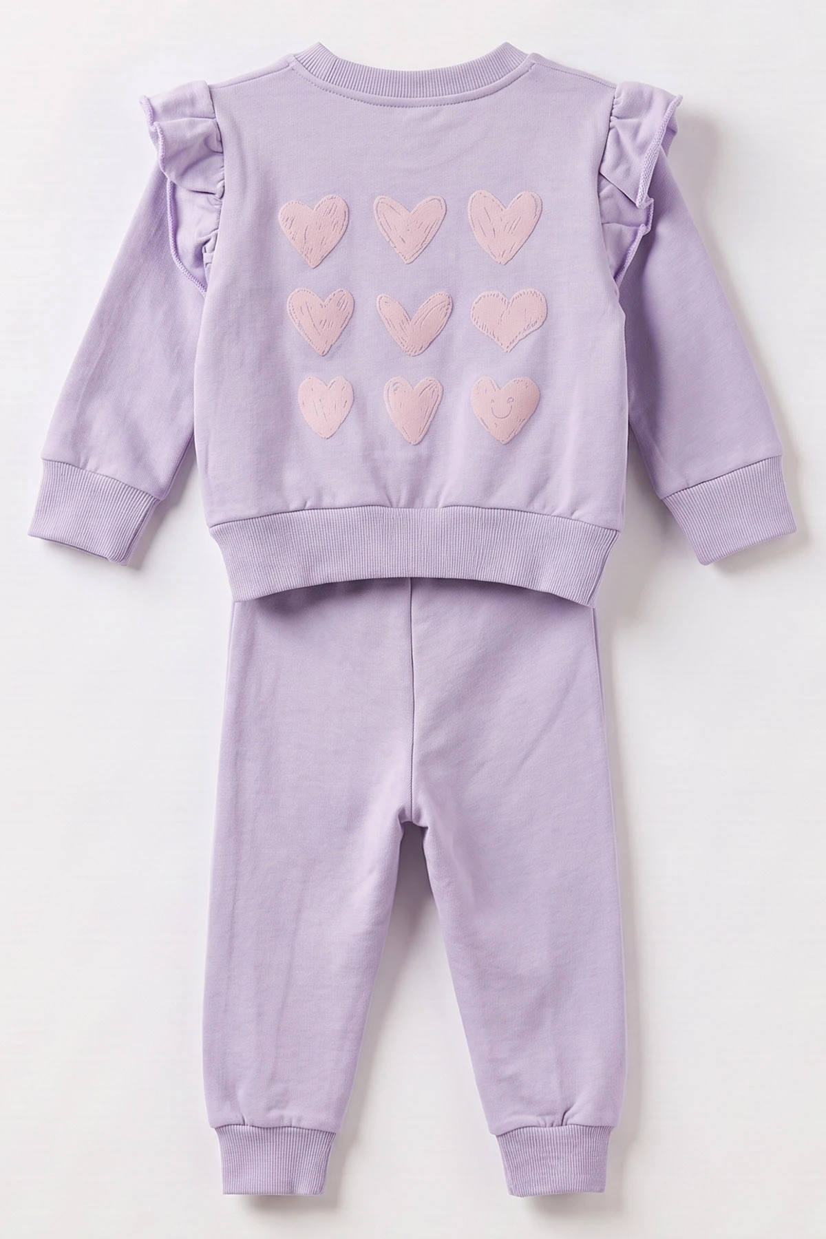 Lila (6-24 Ay) Ön Arka Kalp Baskılı 2 İp Kız Bebek Takım 490658