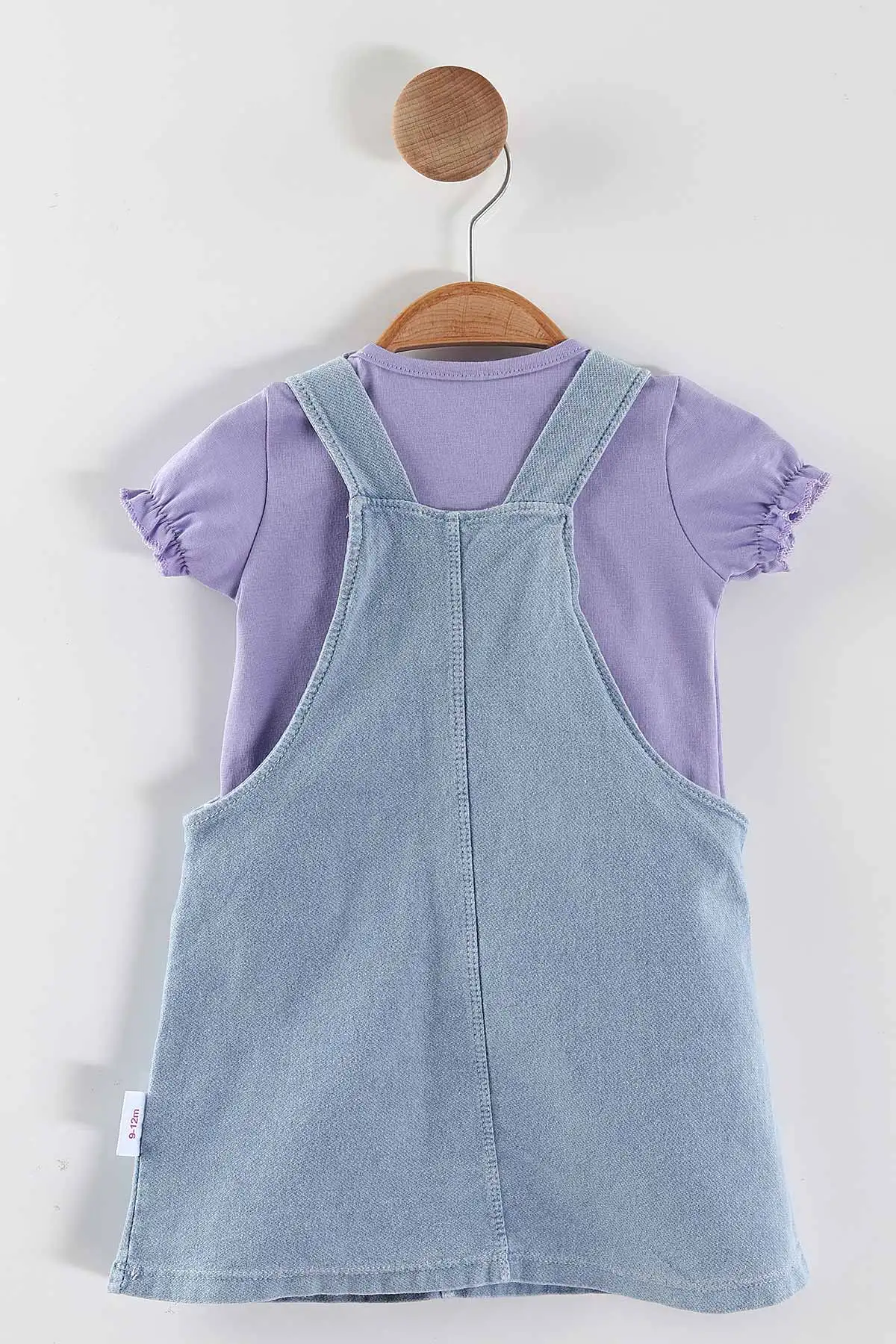Lila (6-24 Ay) Papatya Nakışlı   Ayarlanabilir Askılı Tişörtlü  Kot Kız Bebek Elbise 445436