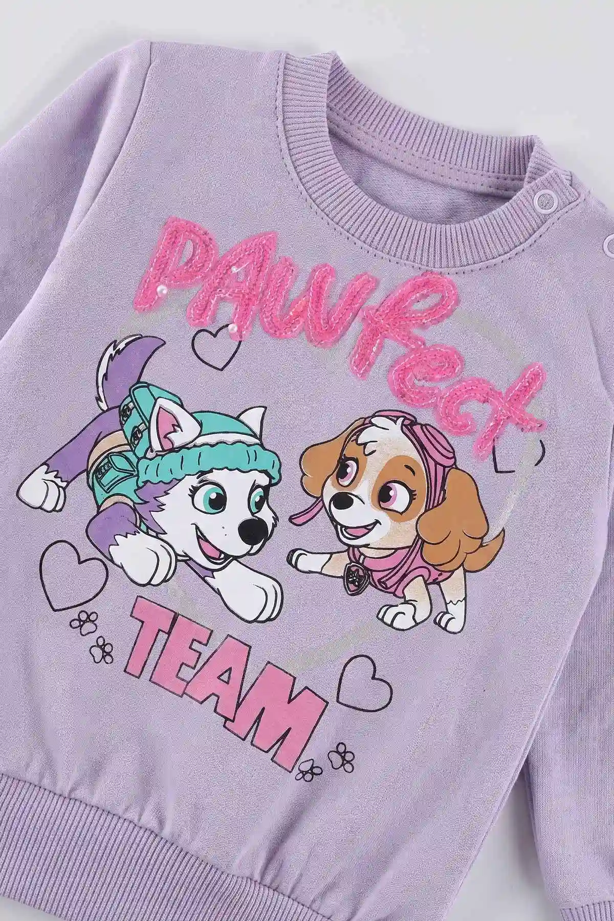 Lila (6-24 Ay) PawFect Pullu Nakışlı Baskılı Fitilli Taytlı  2'li Kız Bebek Takım 485467