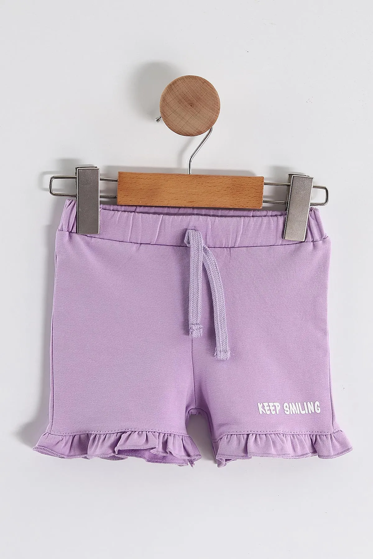 Lila (6-24 Ay) Smile Papatya Baskılı Fırfırlı Tişörtlü ve Şortlu Süprem Kız Bebek 2'li Takım 461654