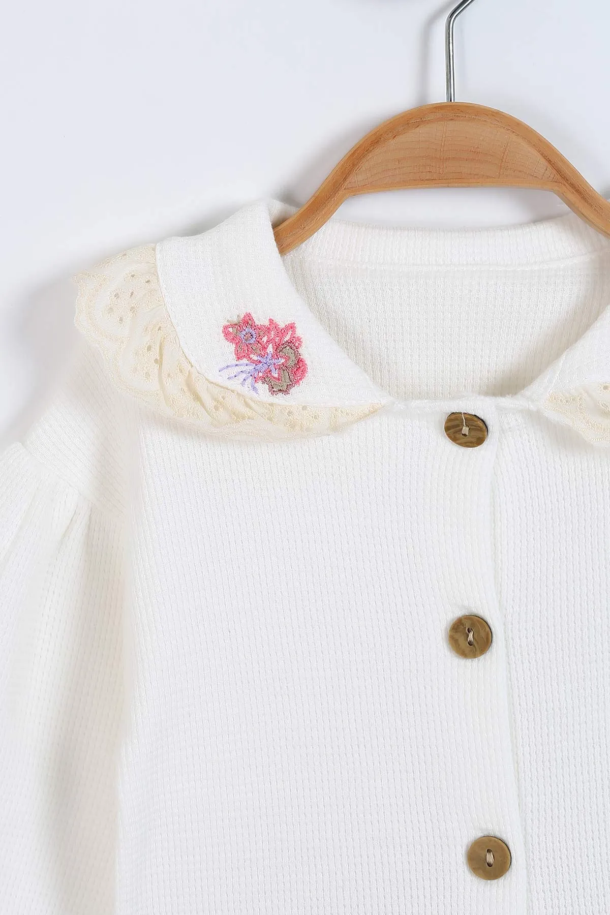 Lila (6-24 Ay) Waffle Kumaş Yaka Nakışlı Alt Kemer Aksesuarlı Kız Bebek Takım 339621