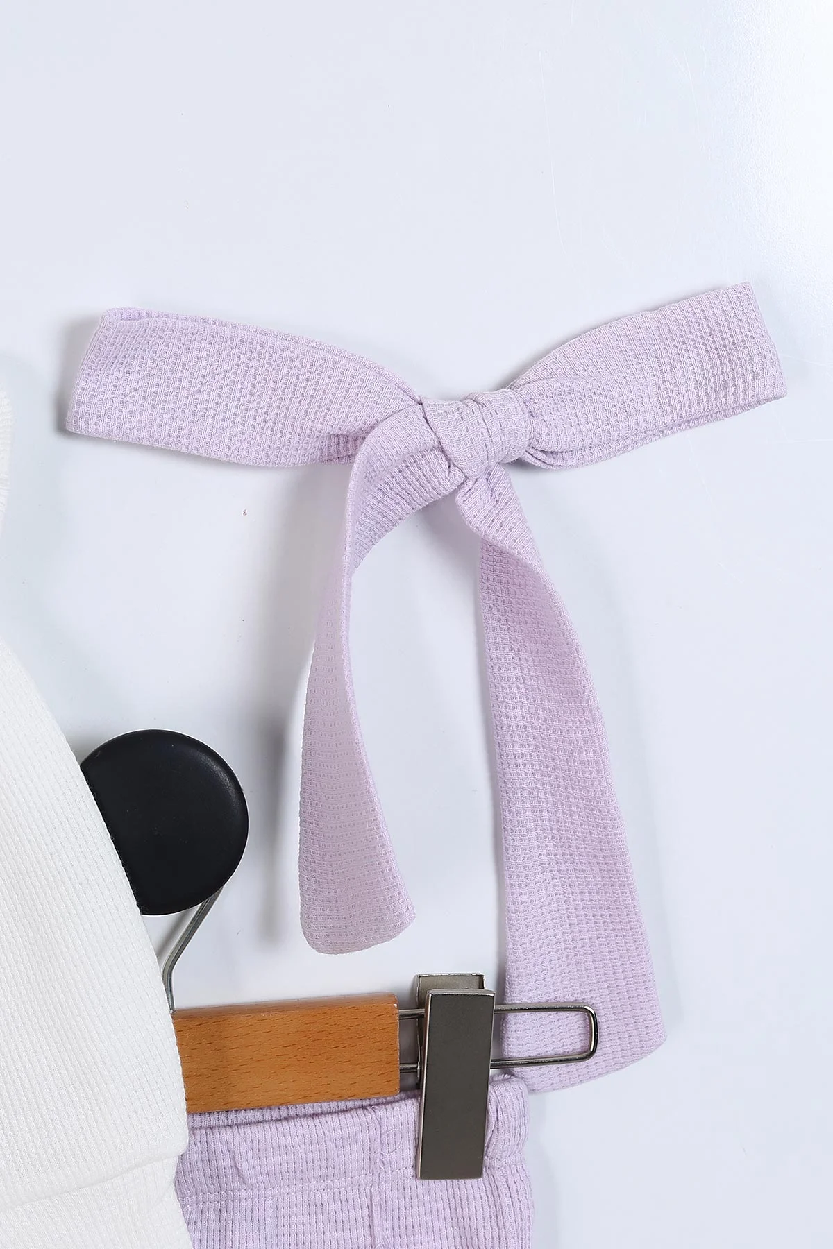 Lila (6-24 Ay) Waffle Kumaş Yaka Papatya Figürlü Bandana  Figürlü Kız Bebek Takım 339625