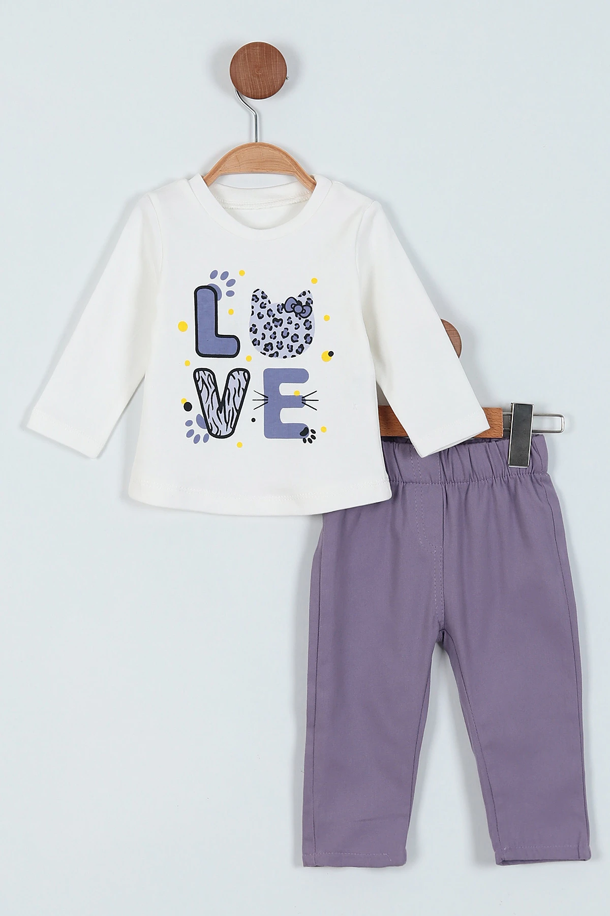 Lila (6-24 Ay) Yelekli Baskılı Kız Bebe Takım 230769