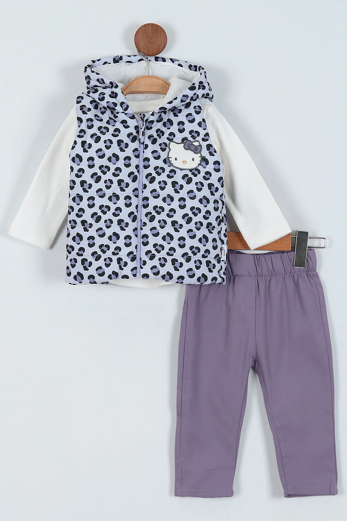 Lila (6-24 Ay) Yelekli Baskılı Kız Bebe Takım 230769