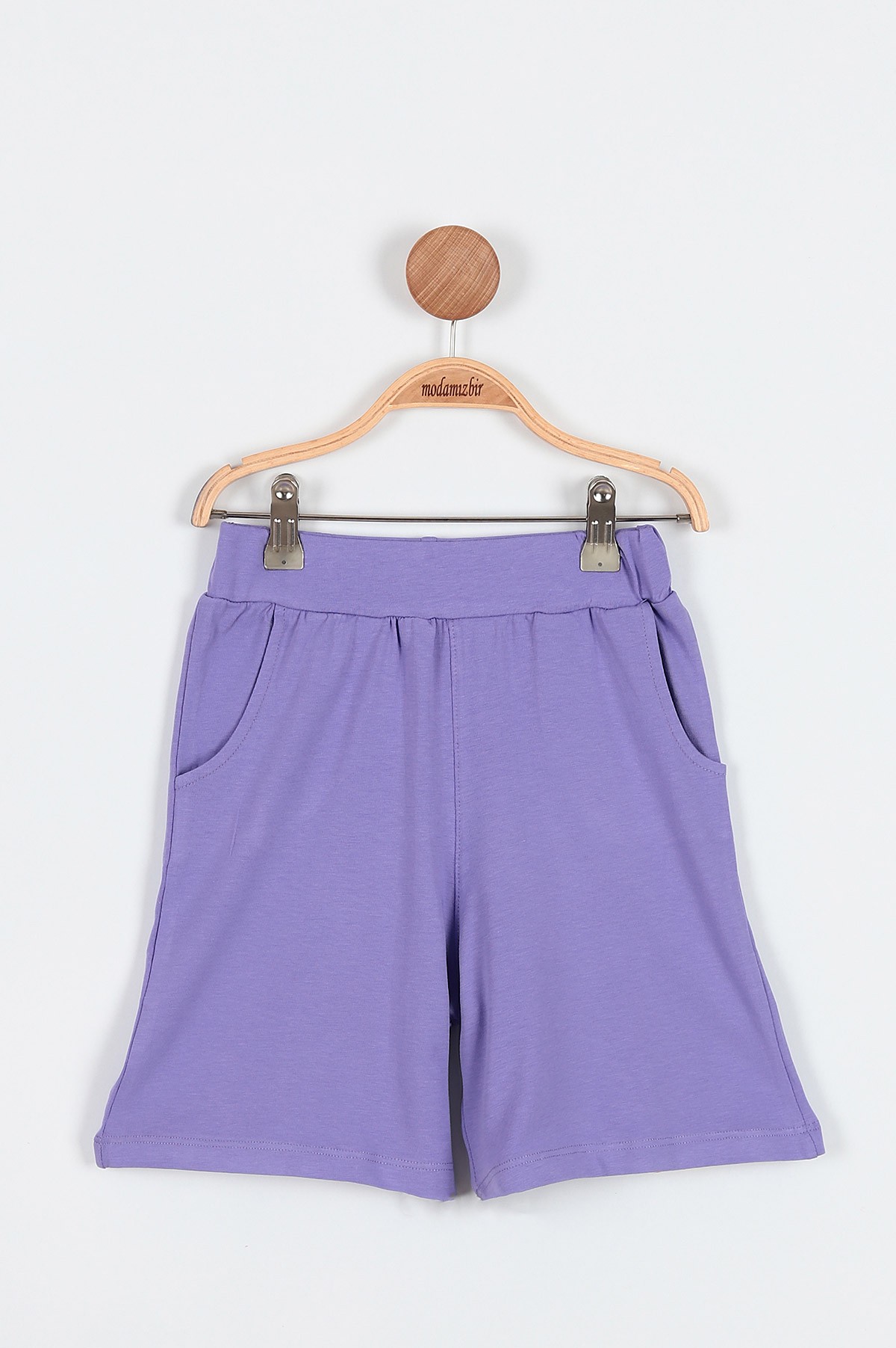 Lila (6-9 Yaş) Palmiye Summer Time Baskılı Şortlu Önden Bağlamalı Kız Çocuk Takım 192428