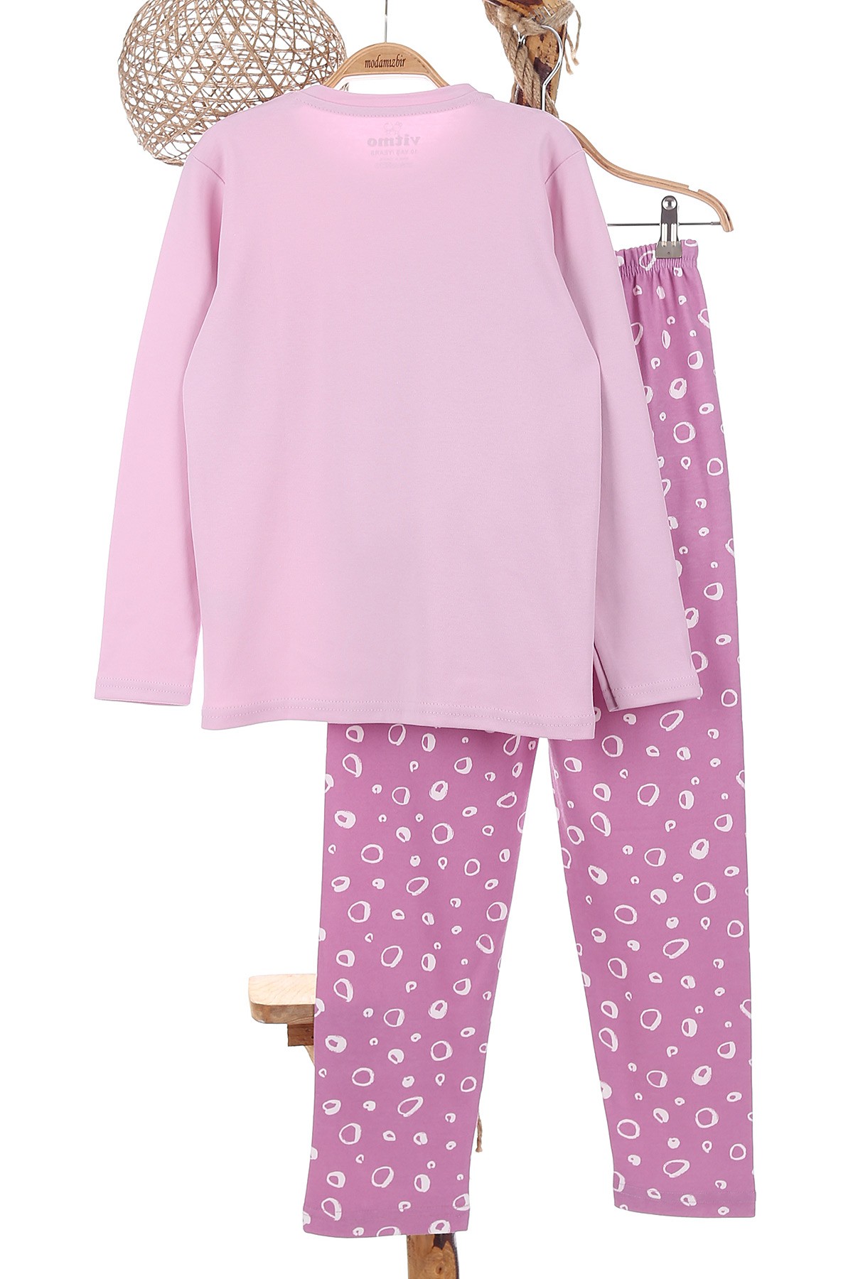 Lila (7-10 Yaş) Çiçekli Kız Baskılı Kız Çocuk Pijama takım 165917