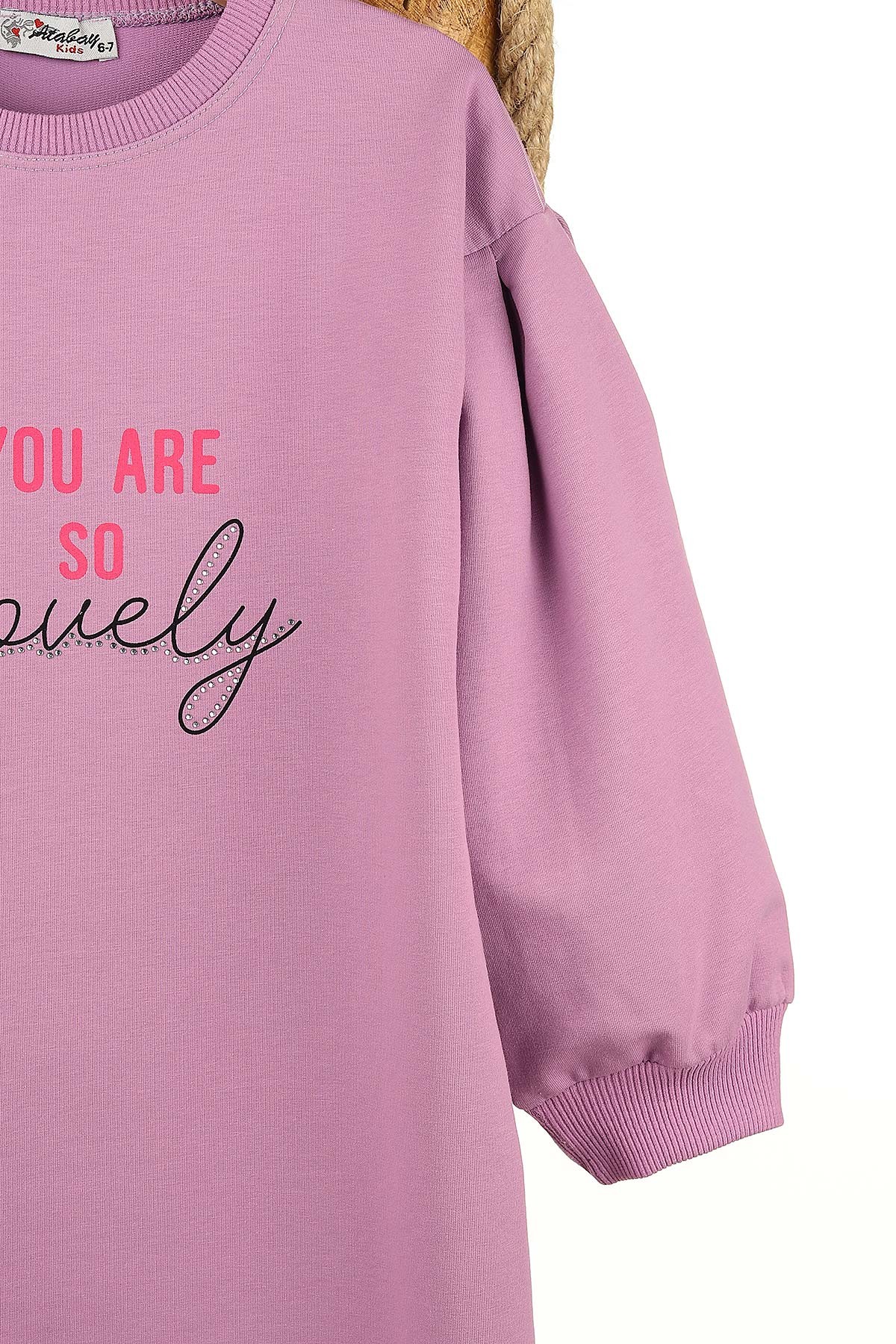 Lila (7-10 Yaş) You Are So Baskılı Kız Çocuk Tunik 155289