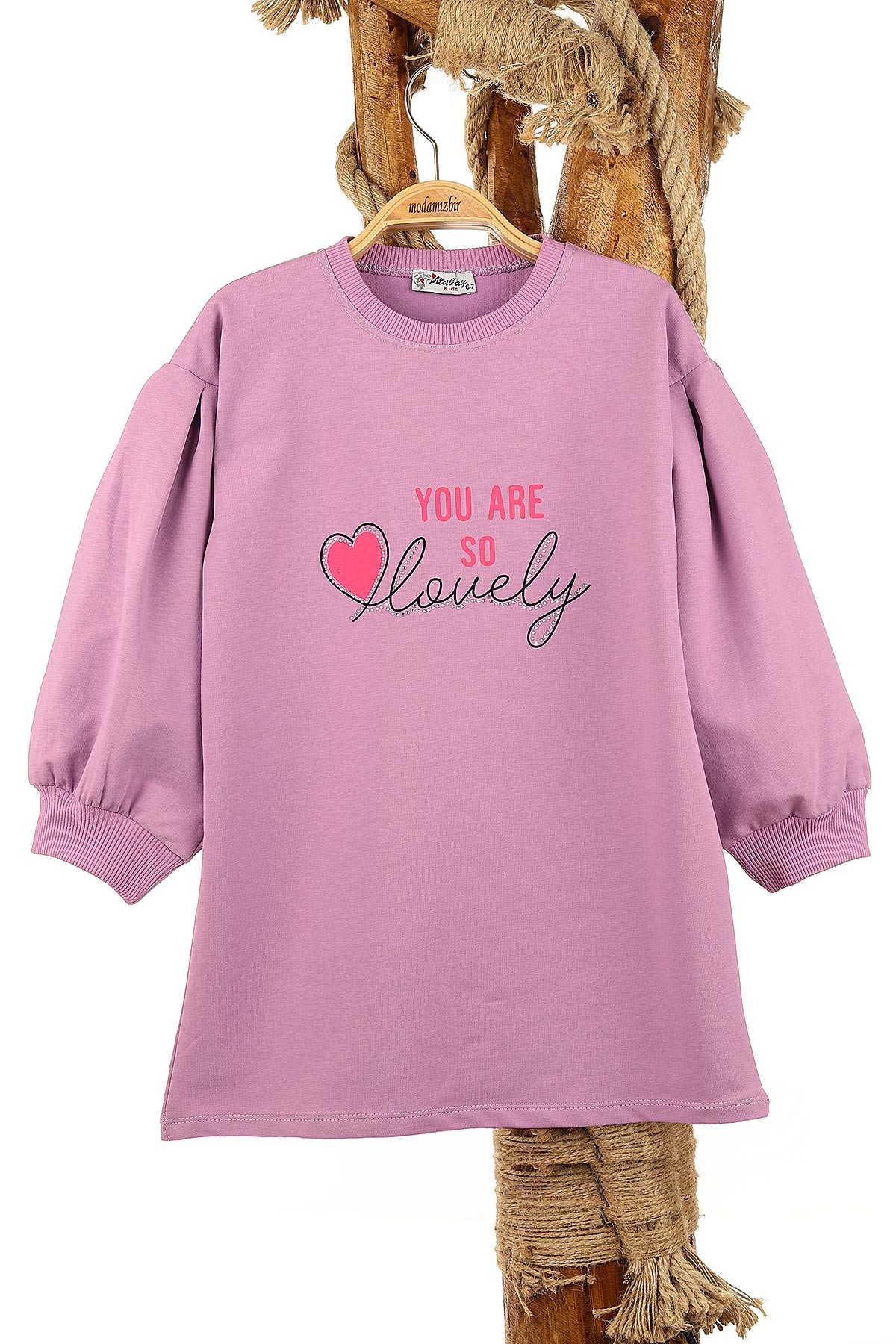 Lila (7-10 Yaş) You Are So Baskılı Kız Çocuk Tunik 155289