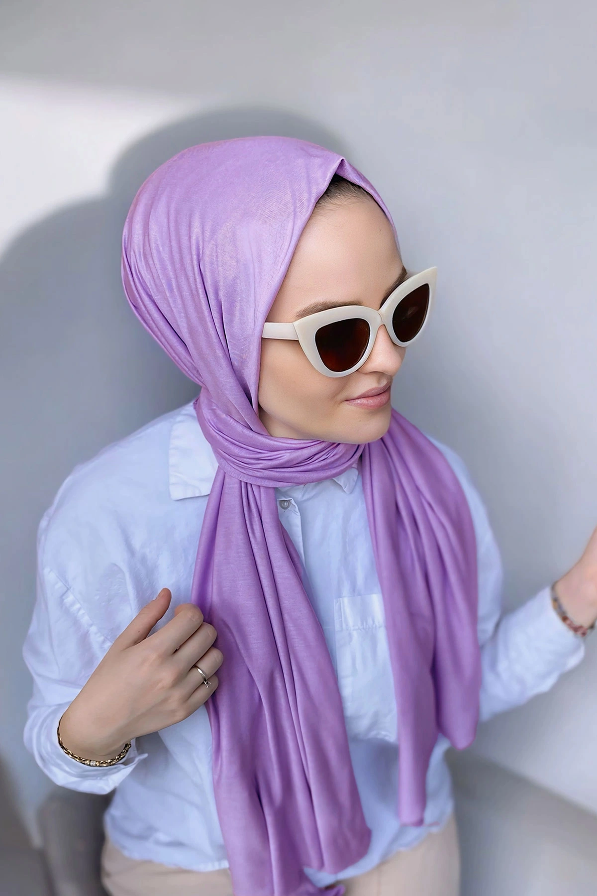 Lila 75x190 Düz Penye Şal 287362