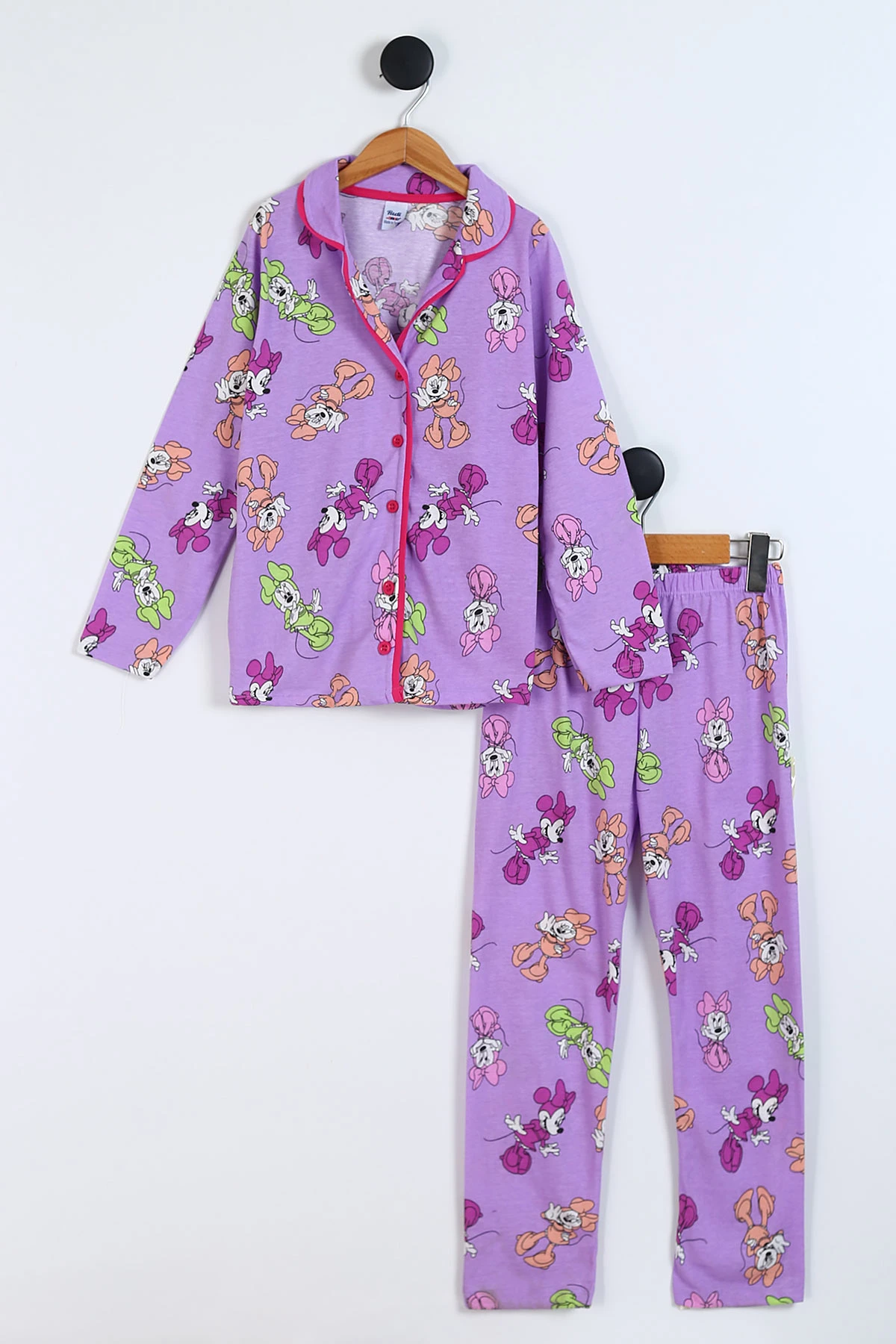 Lila (8-12 Yaş)Karakter  Baskılı Ön Düğmeli Kız Çocuk Pijama Takım 337892