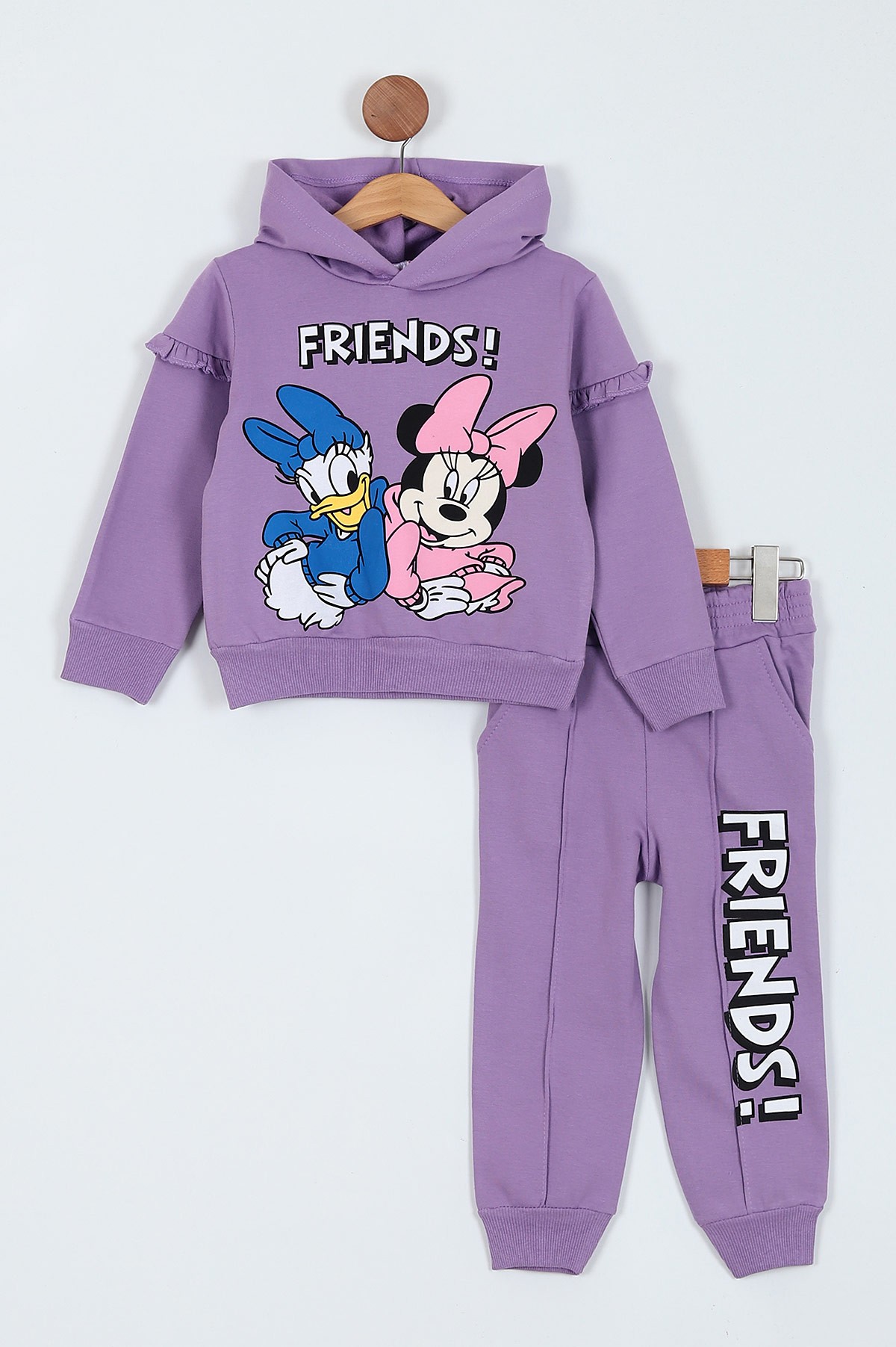 Lila (8-13 Yaş) Frıends Baskılı Kol Fırfırlı Çimalı Kız Çocuk Takım 219689