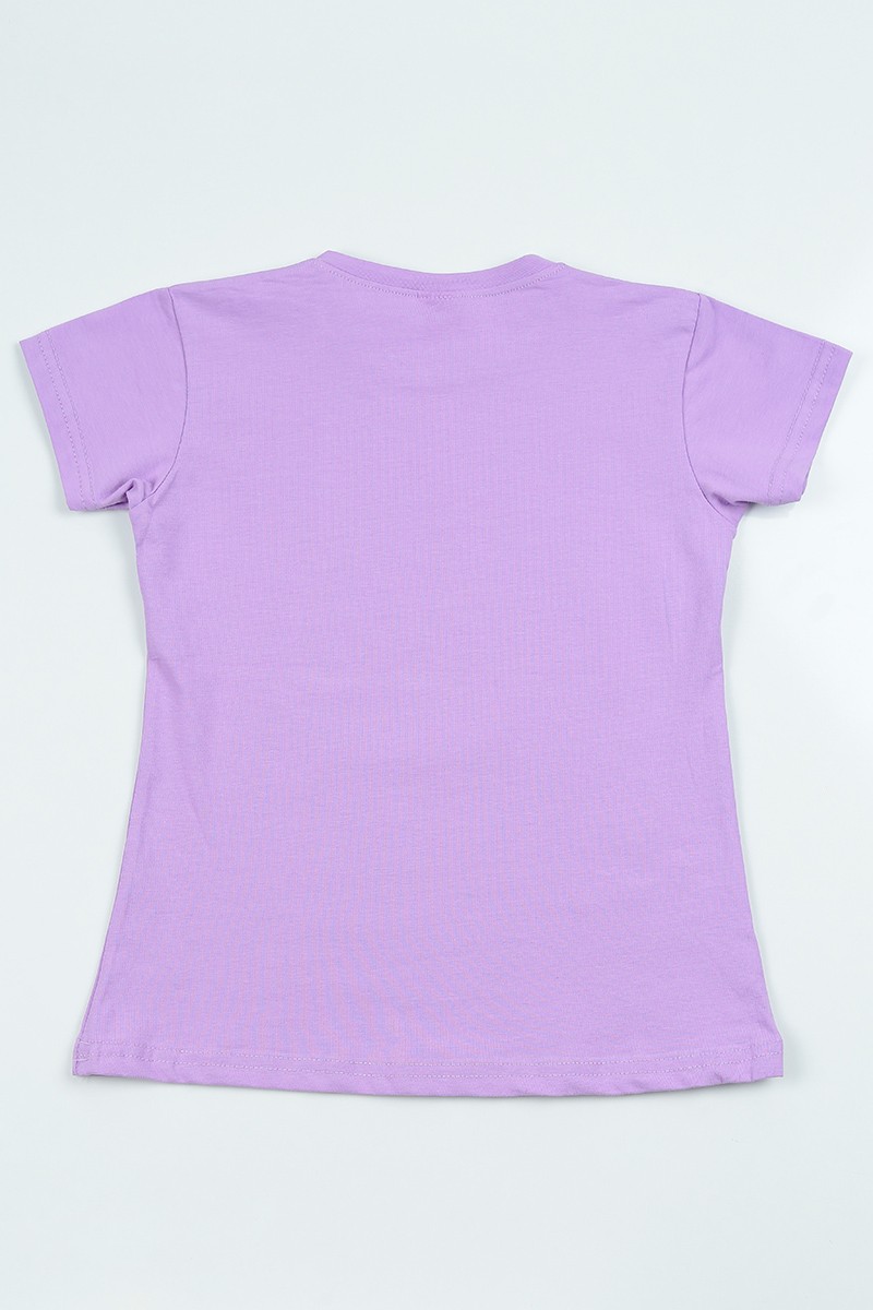 Lila (9-12 Yaş) Baskılı Kız Çocuk Tişört 105282