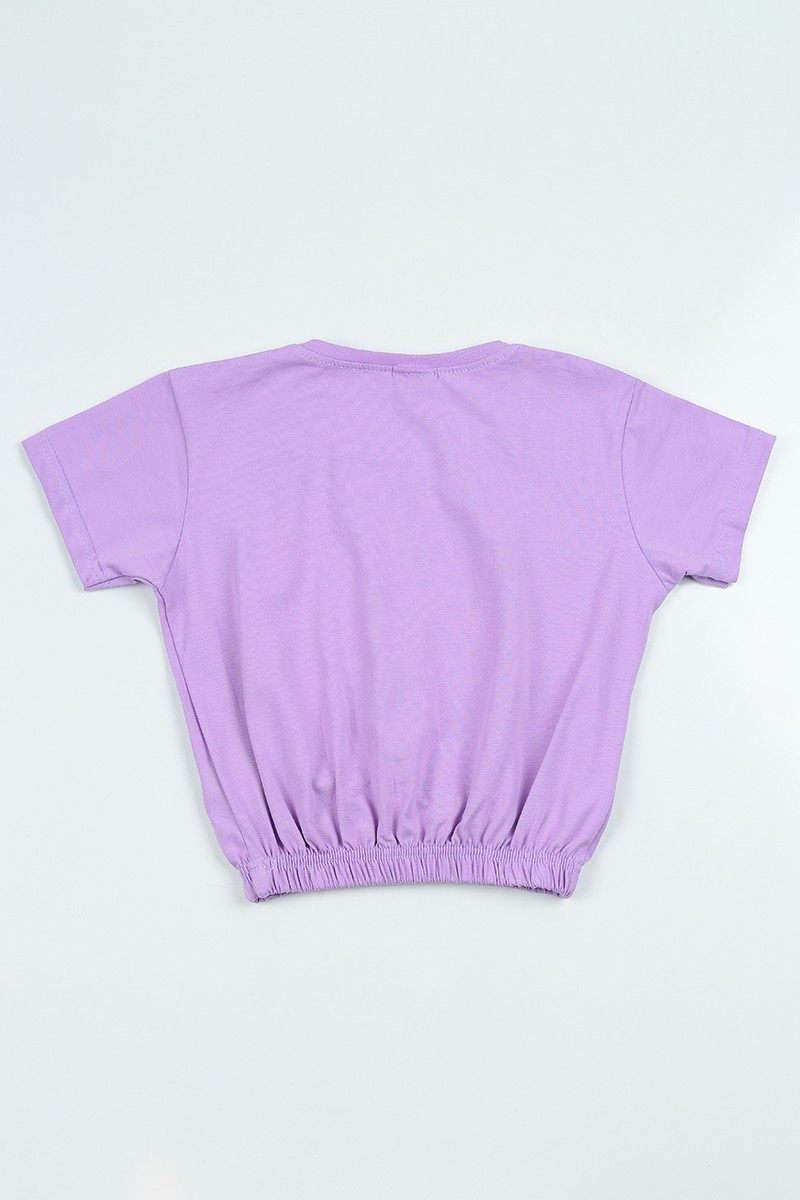 Lila (9-12 Yaş) Favorıte Baskılı Beli Lastikli Kız Çocuk Tişört 105317