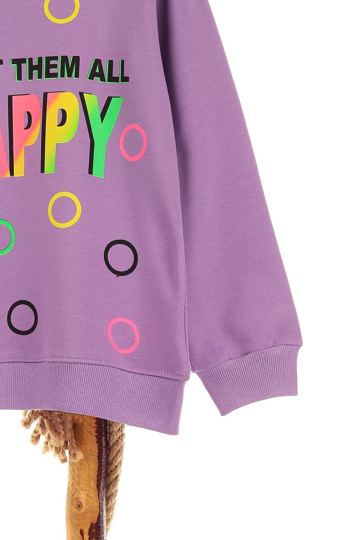 Lila (9-12 Yaş) Happy Baskılı Kız Çocuk Sweat 150983
