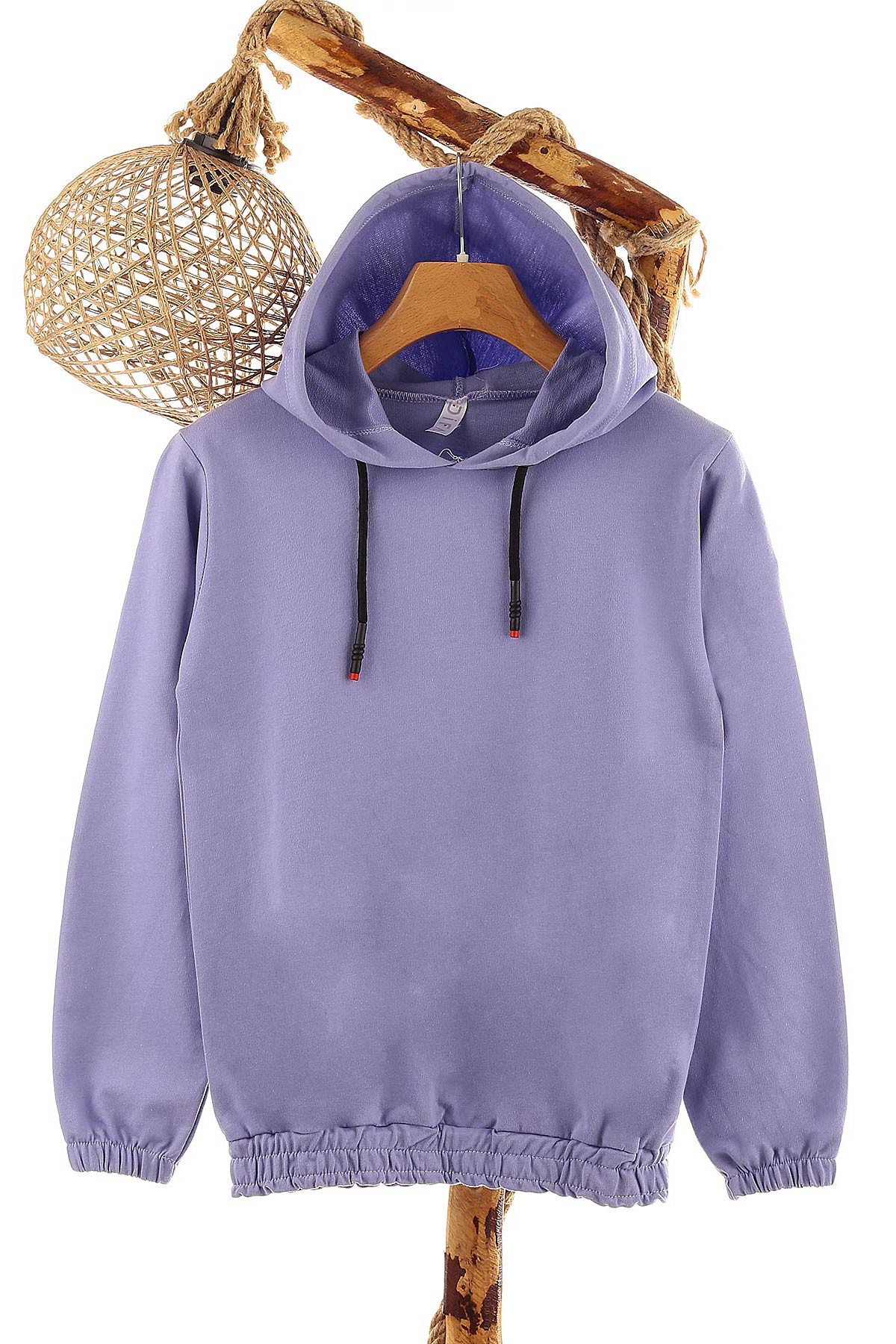 Lila (9-12 Yaş) Kapüşonlu Mevsimlik Kız Çocuk sweat 157097