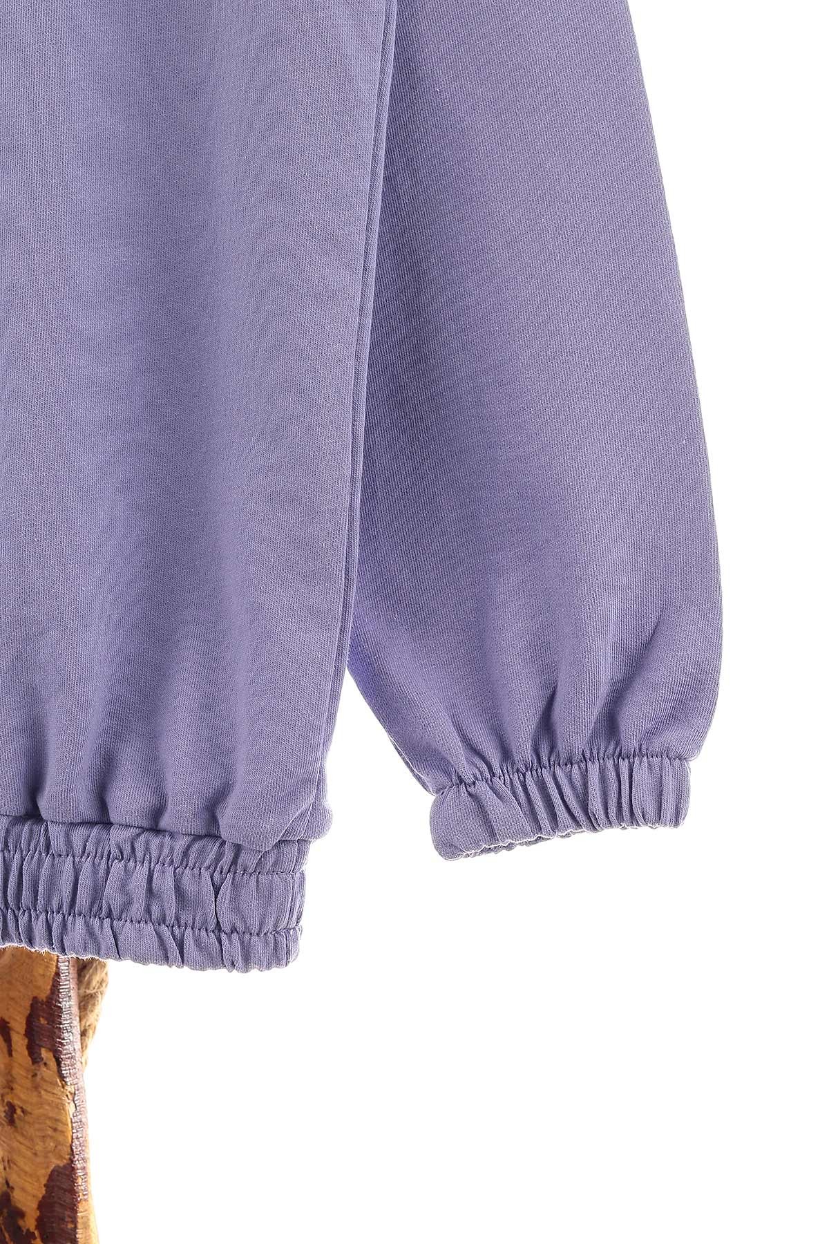 Lila (9-12 Yaş) Kapüşonlu Mevsimlik Kız Çocuk sweat 157097