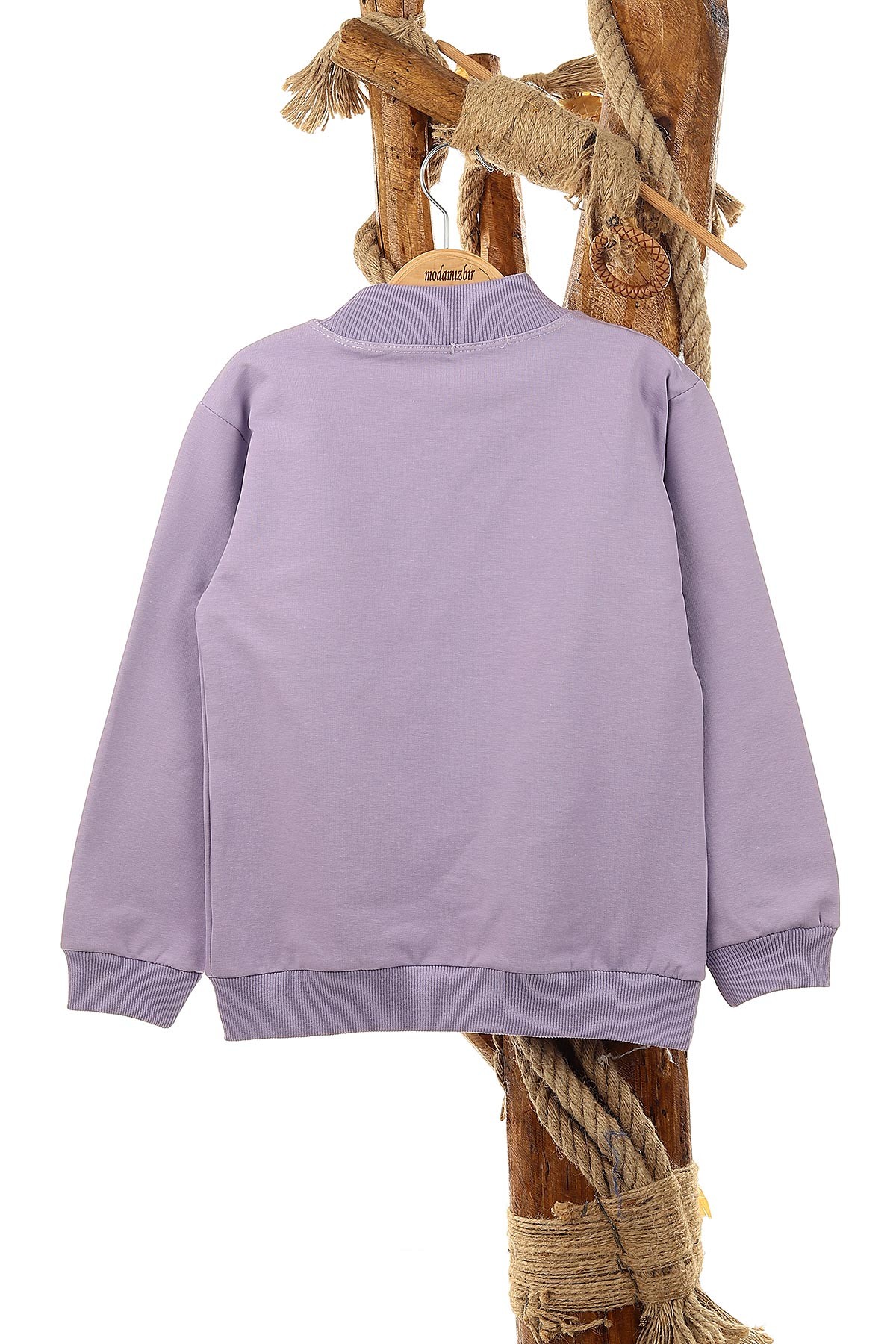 Lila (9-12 Yaş) Küpeli Kız Baskılı  İki İp Şardonlu Kız Çocuk Sweat 149075