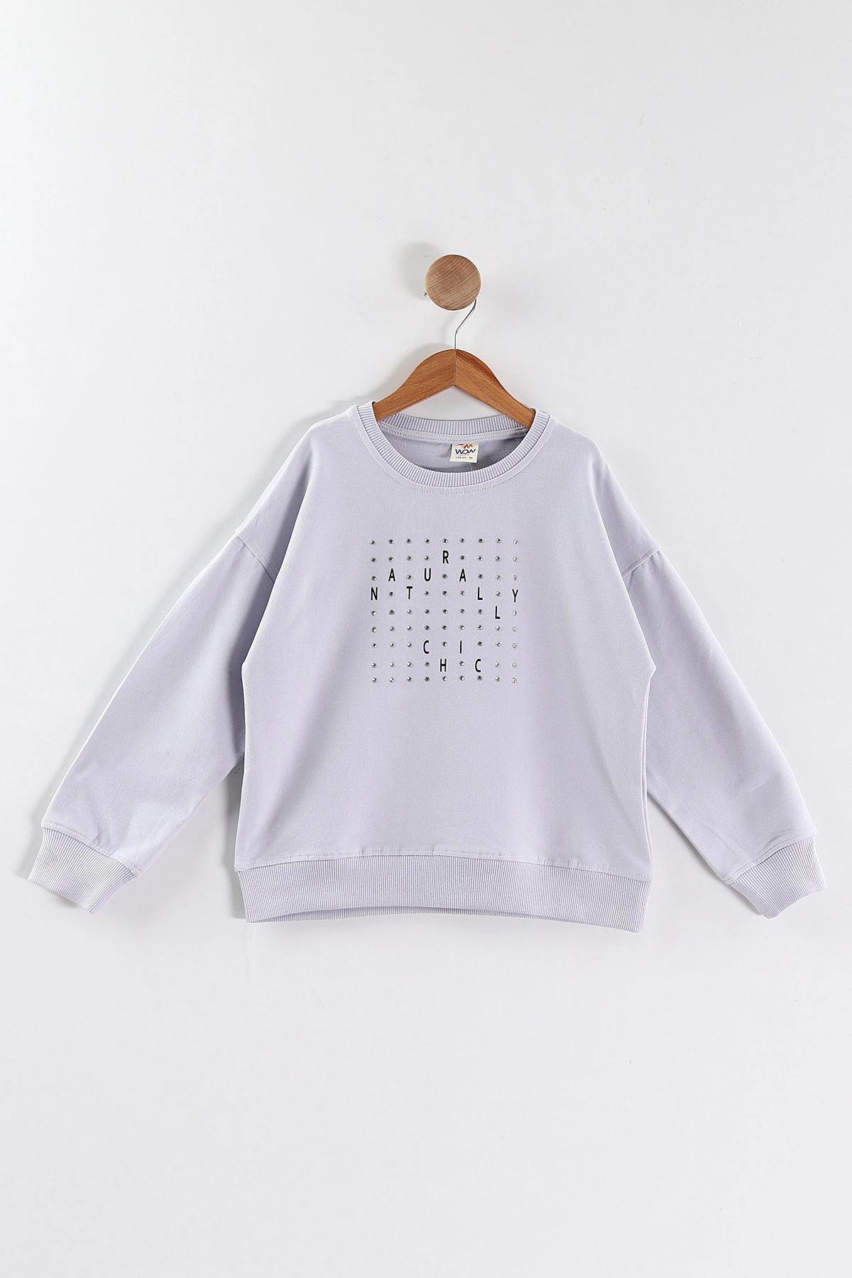Lila (9-12 Yaş)Önü Taşlı Kız Çocuk Sweatshirt 432949