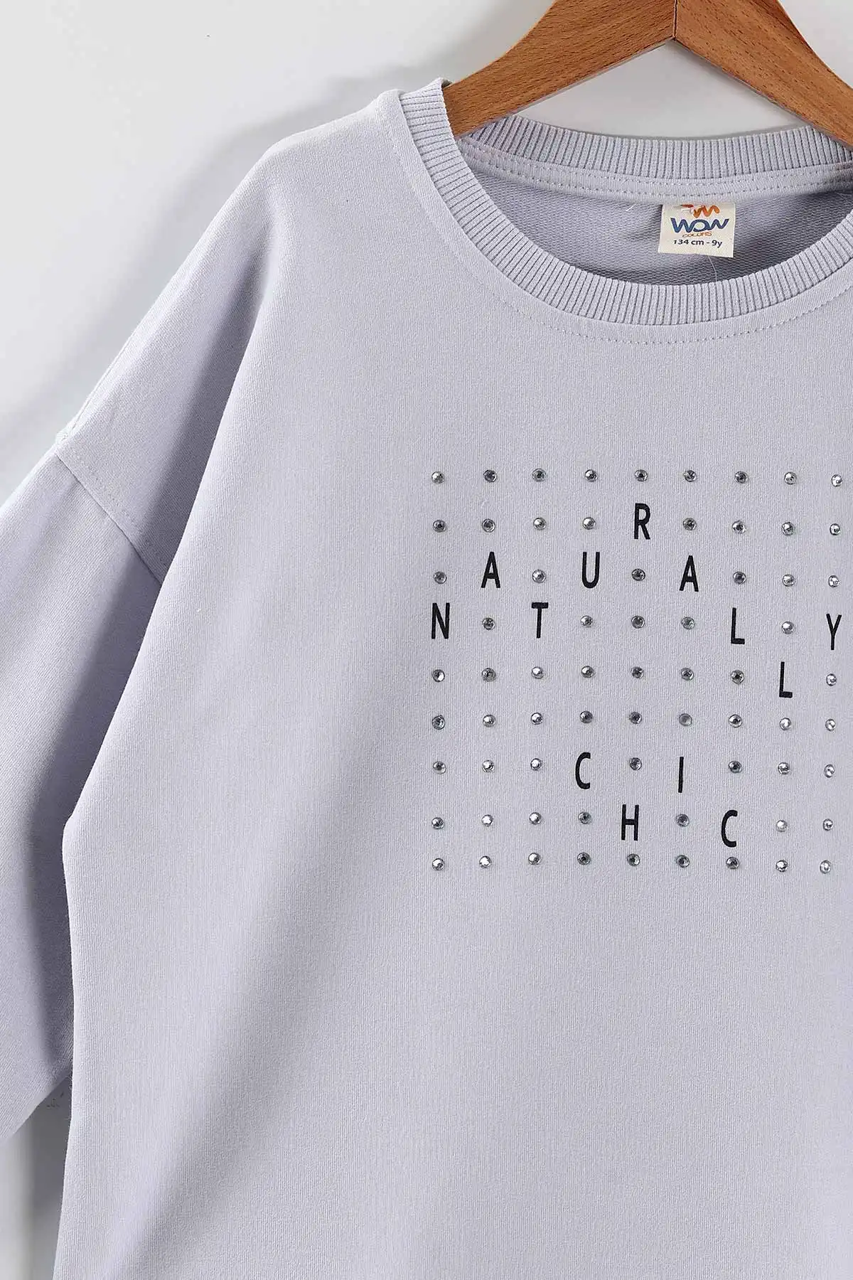 Lila (9-12 Yaş)Önü Taşlı Kız Çocuk Sweatshirt 432949