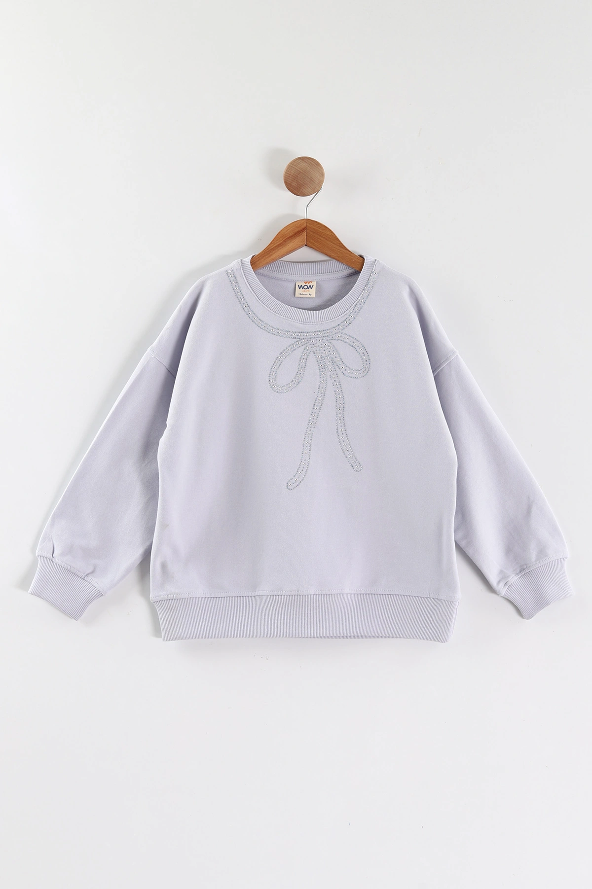 Lila (9-12 Yaş)Taşlı Fiyonklu Kız Çocuk Sweatshirt 432862