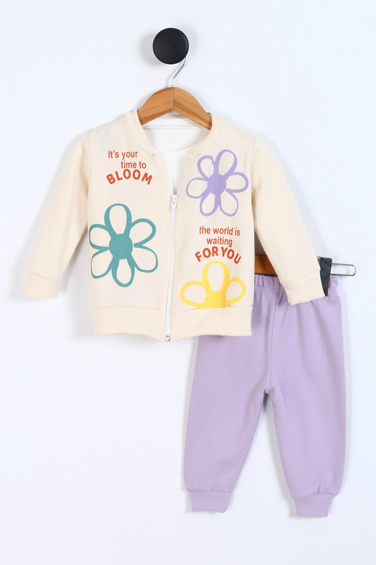 Lila (9-24 Ay) Çiçek Desenli Kız Bebek 3'lü Takım 336007