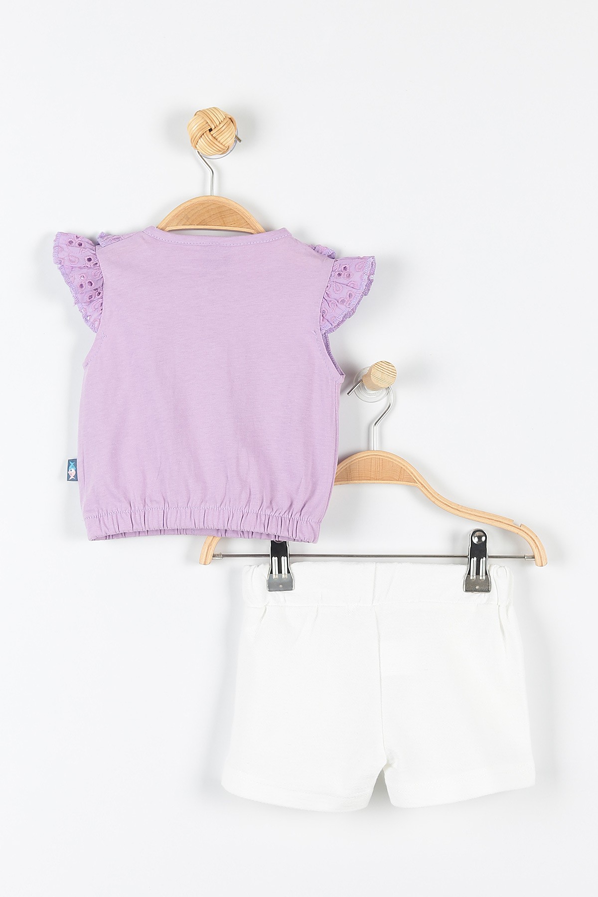Lila (9-24 Ay) Çiçek Dokuma Desenli Cep Detaylı Şortlu Kız Bebe Takım 175946