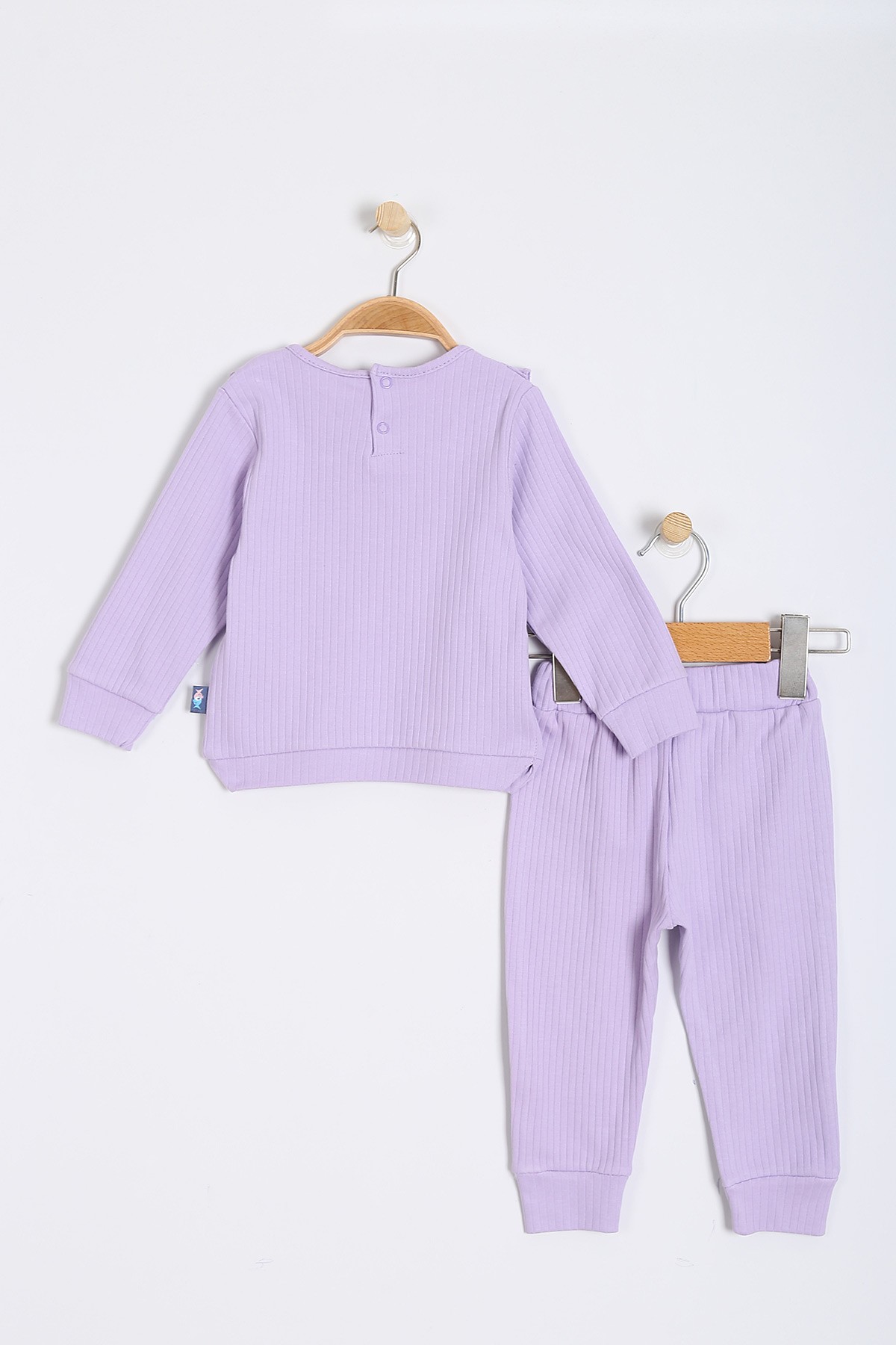 Lila (9-24 Ay) Kelebek Nakışlı Yaka Detaylı Kız Bebe Takım 200393